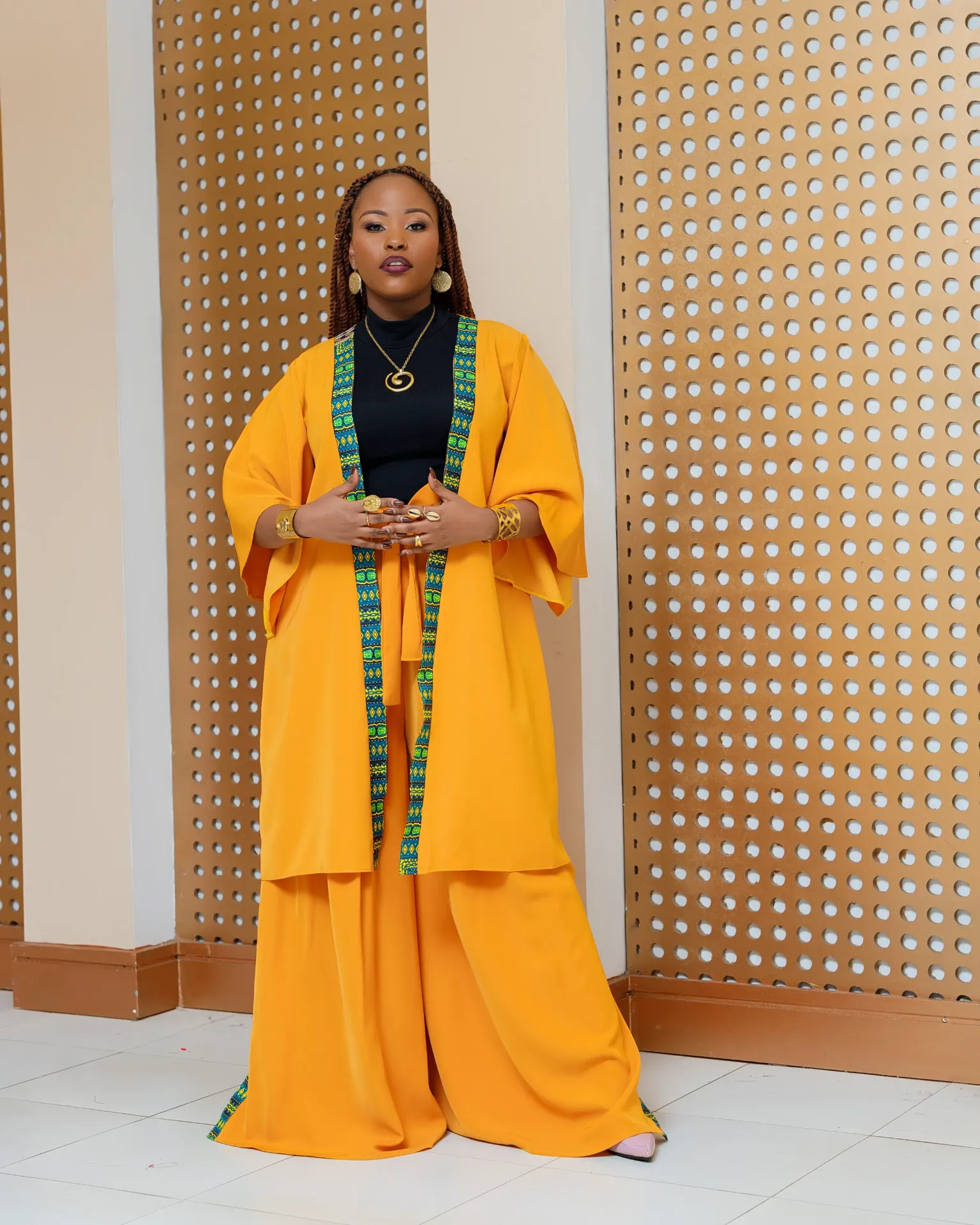 Enchoro Kimono ONLY WITHOUT Palazzo - Mustard Yellow