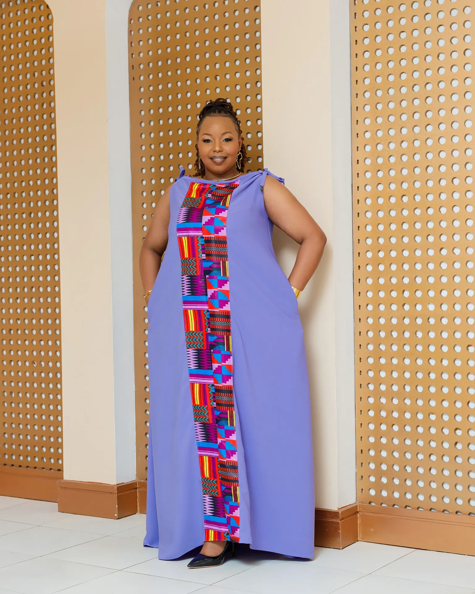 [LILAC] Emuny Ankara Maxi Dress- Lilac (2XS)