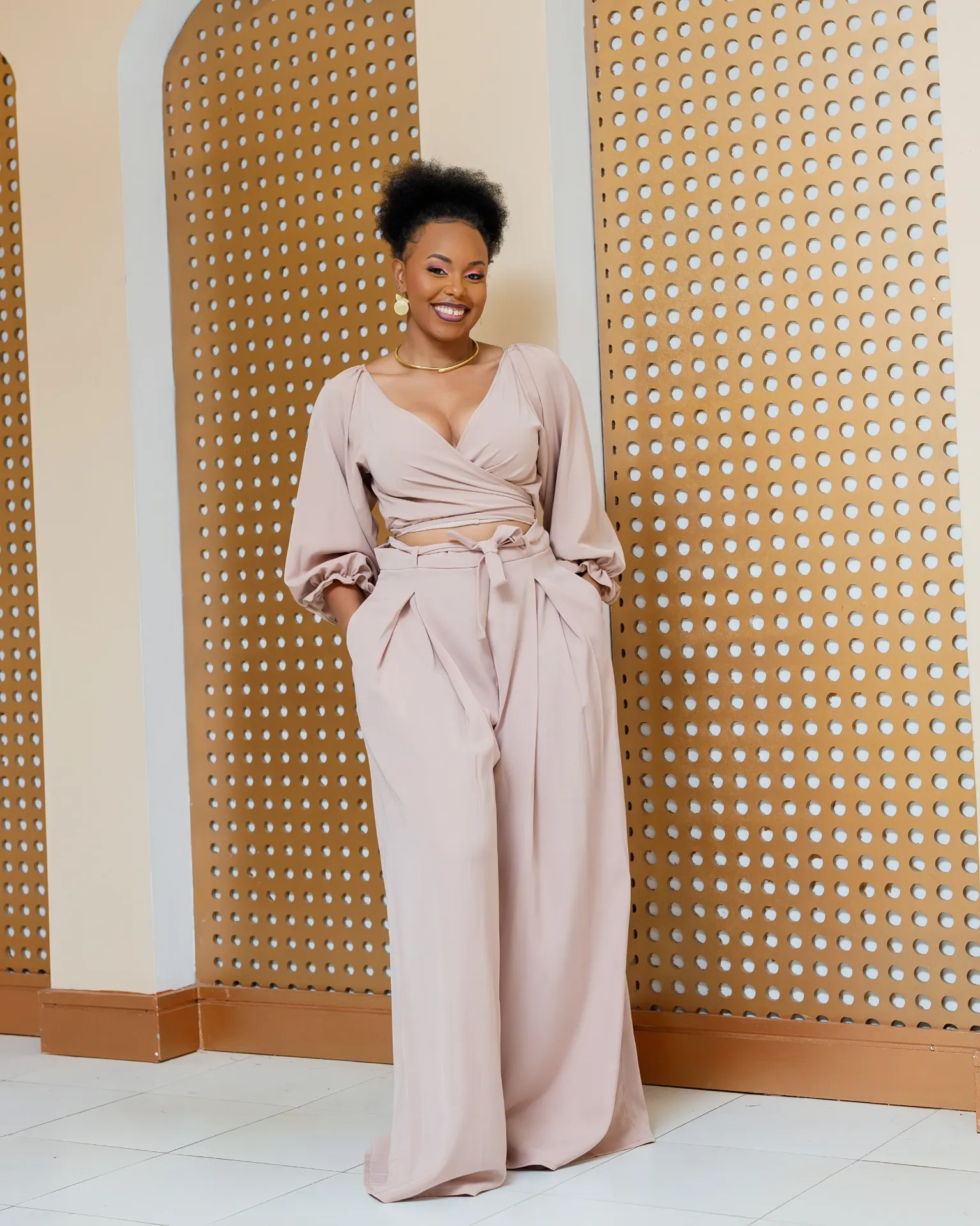 [NUDE] Asumbi Wrap Top ONLY WITHOUT Palazzo- Nude (2XS)
