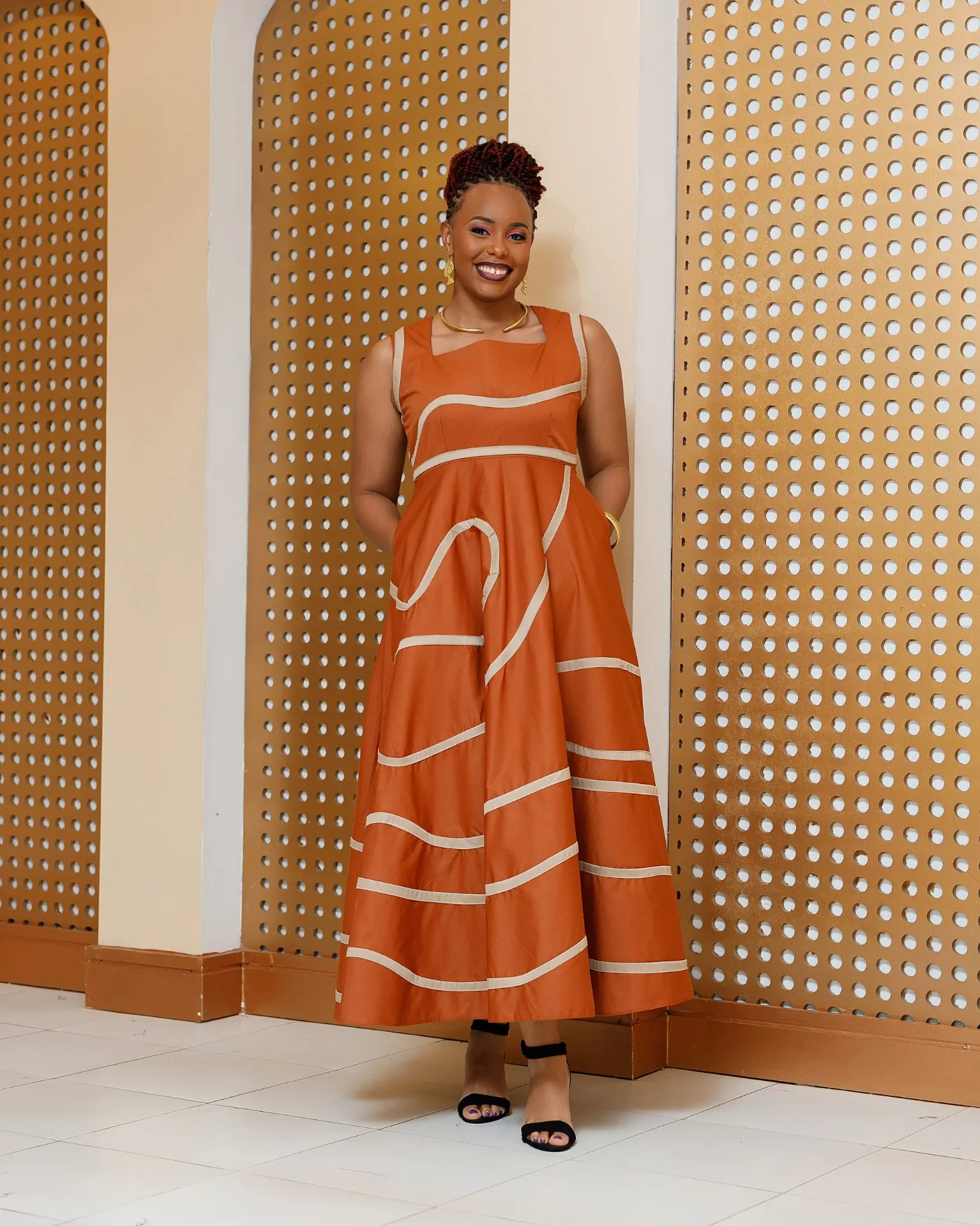 Banya Cotton Maxi Dress - Fire Brown
