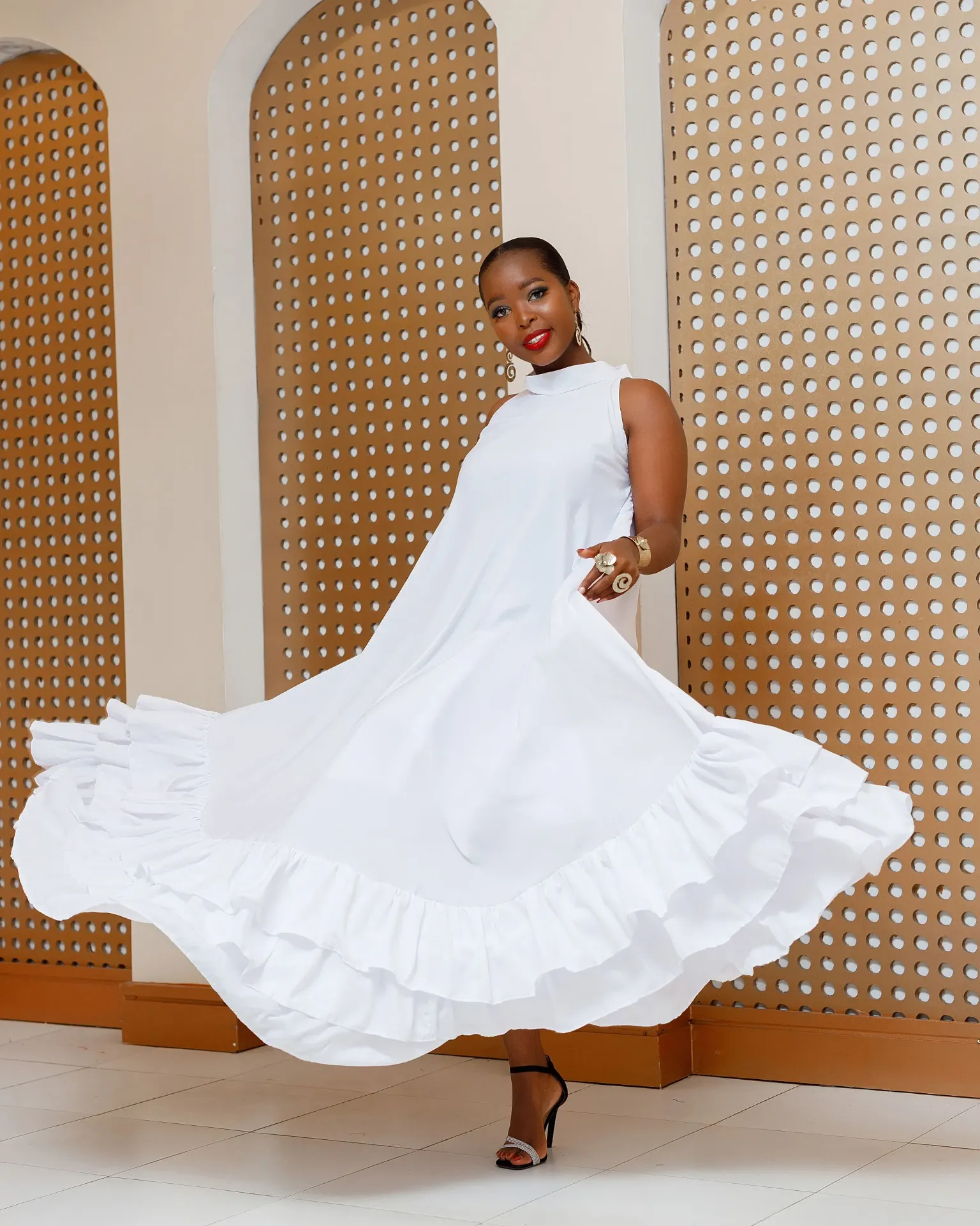 [WHITE] Baragoi Cotton Maxi Dress - White (2XS)