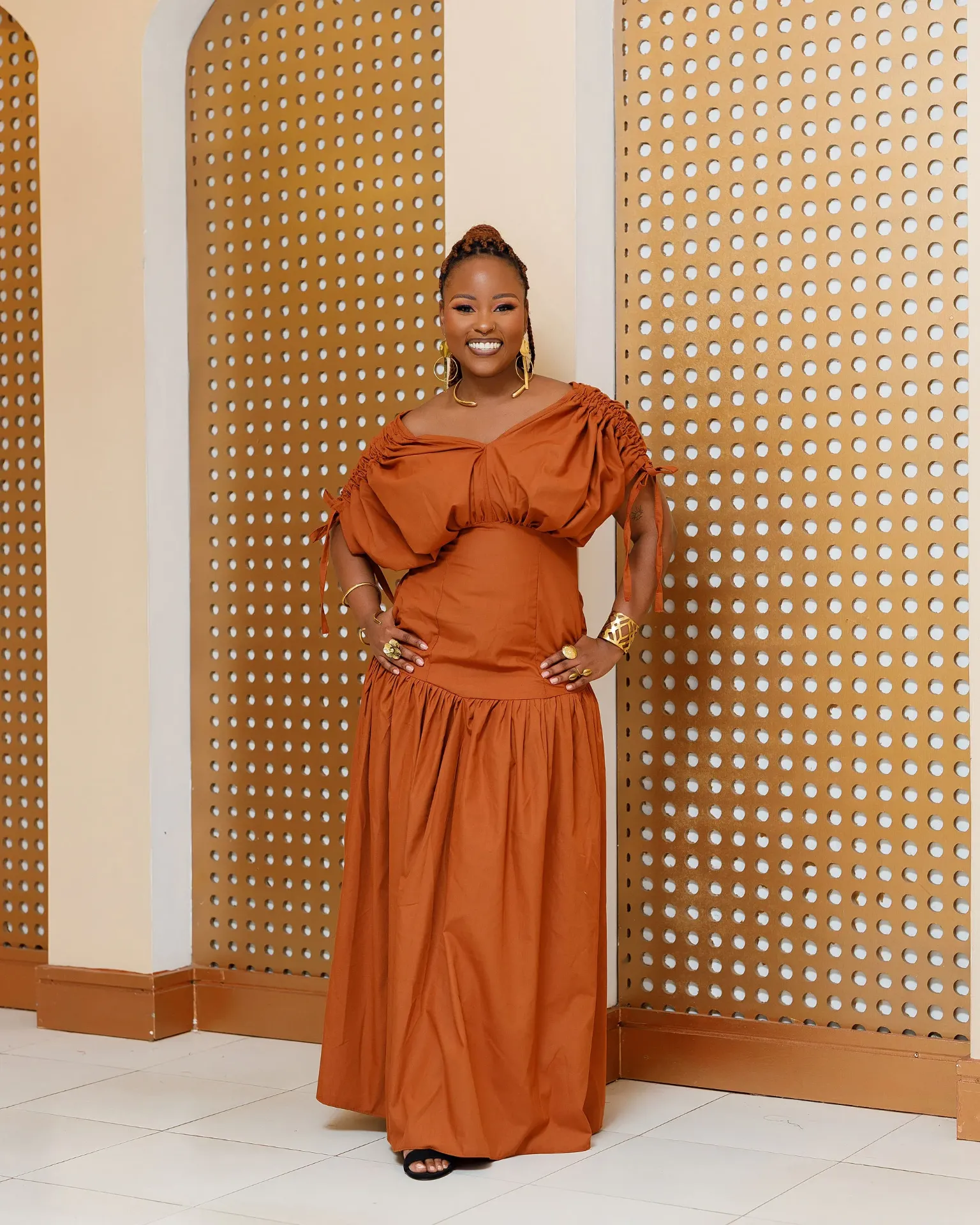 Barwesa Cotton Maxi Dress - Fire Brown