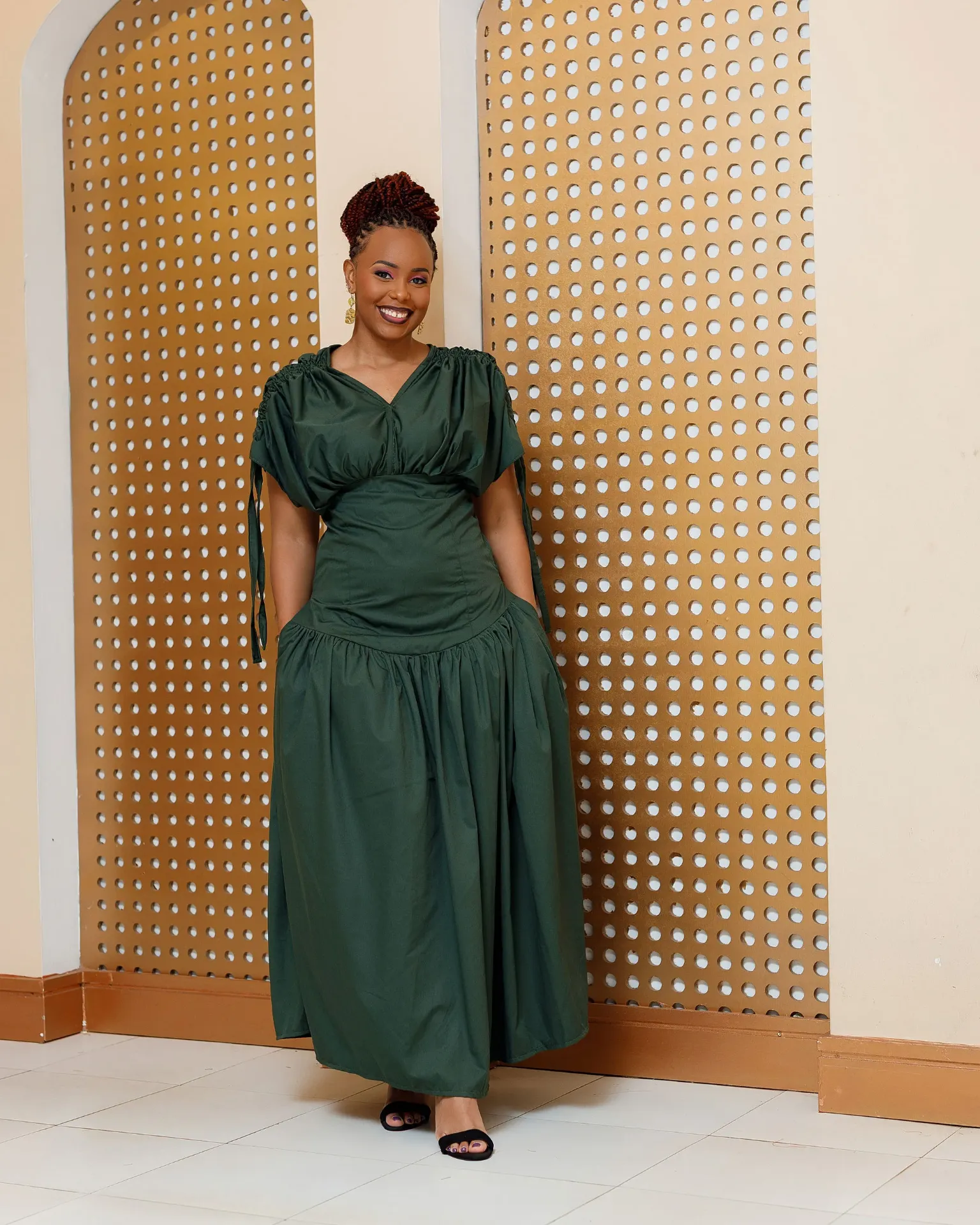 [JUNGLE GREEN] Barwesa Cotton Maxi Dress - Jungle Green (2XS)
