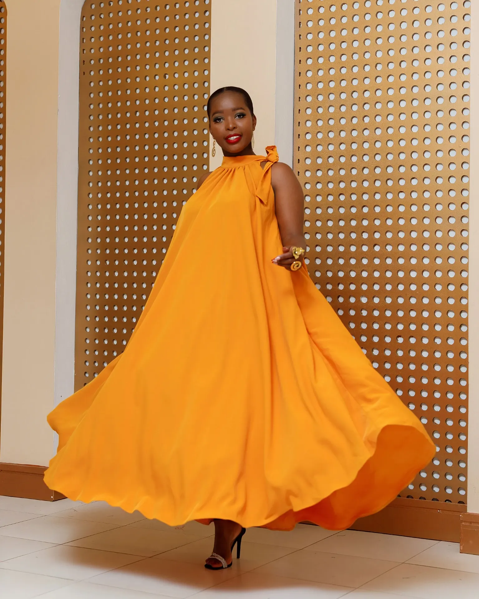 Batani Cotton Maxi Dress - Mustard Yellow
