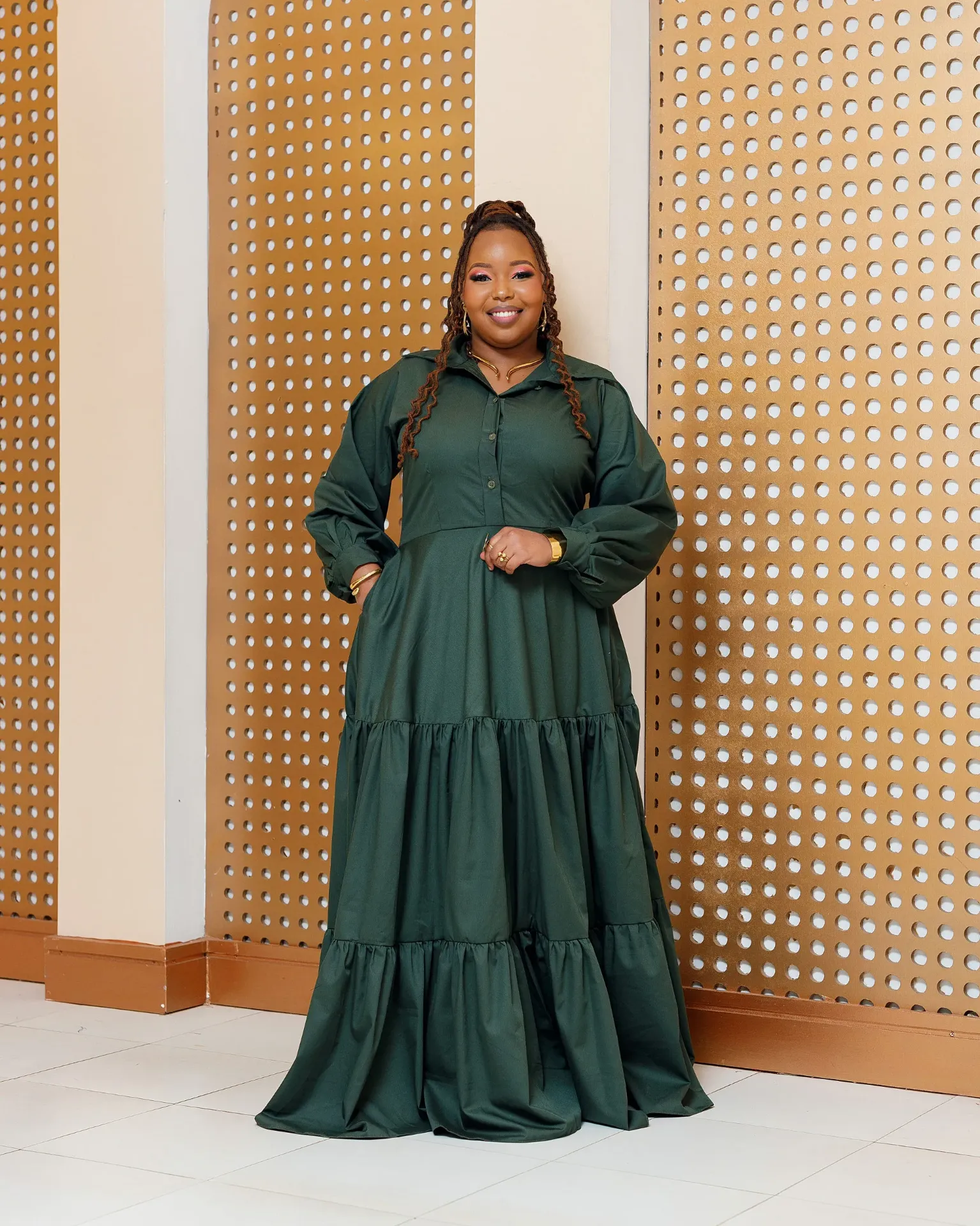 [JUNGLE GREEN] Buyende Cotton Maxi Dress - Jungle Green (2XS)