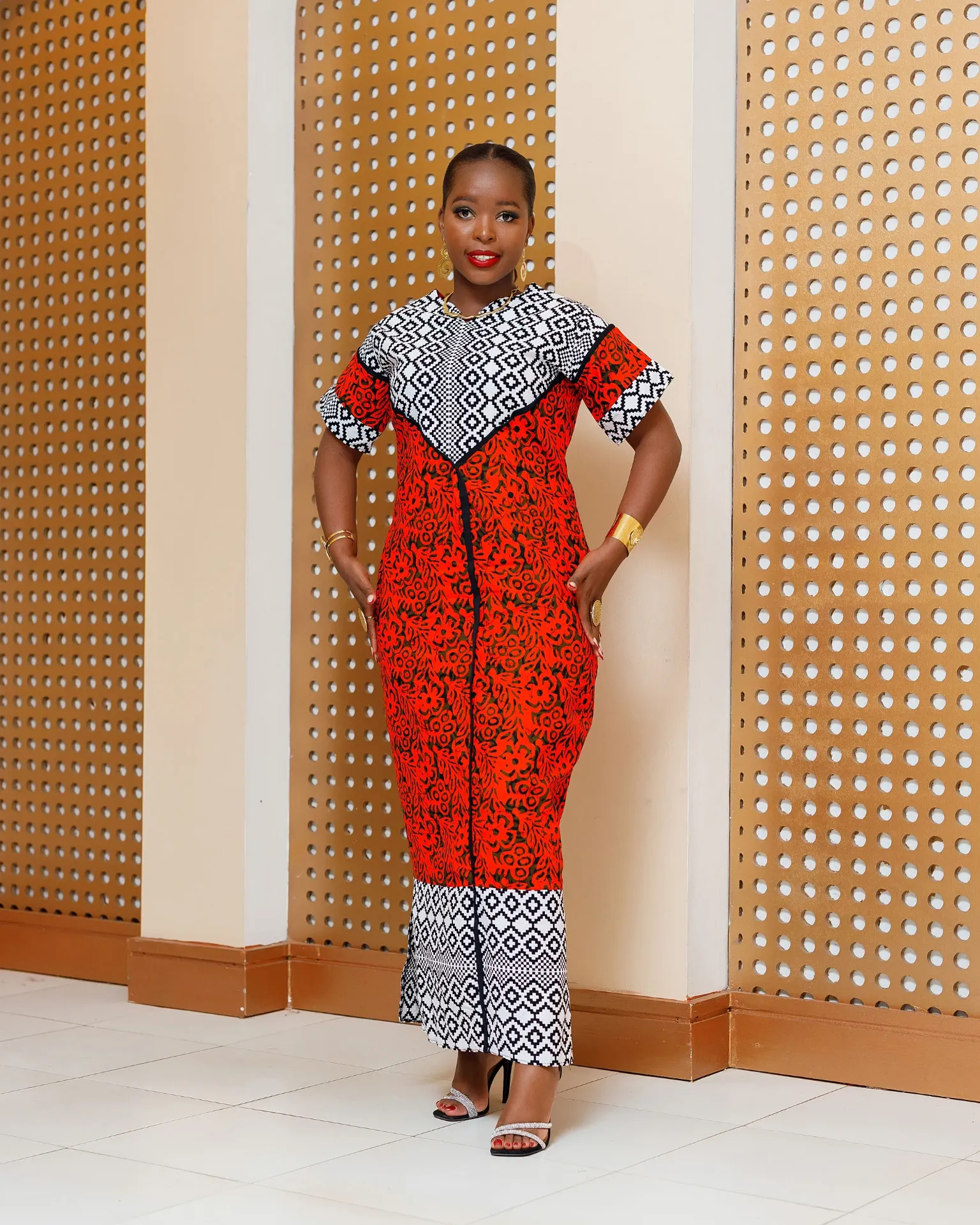 Emalindi Ankara Maxi Dress - Red