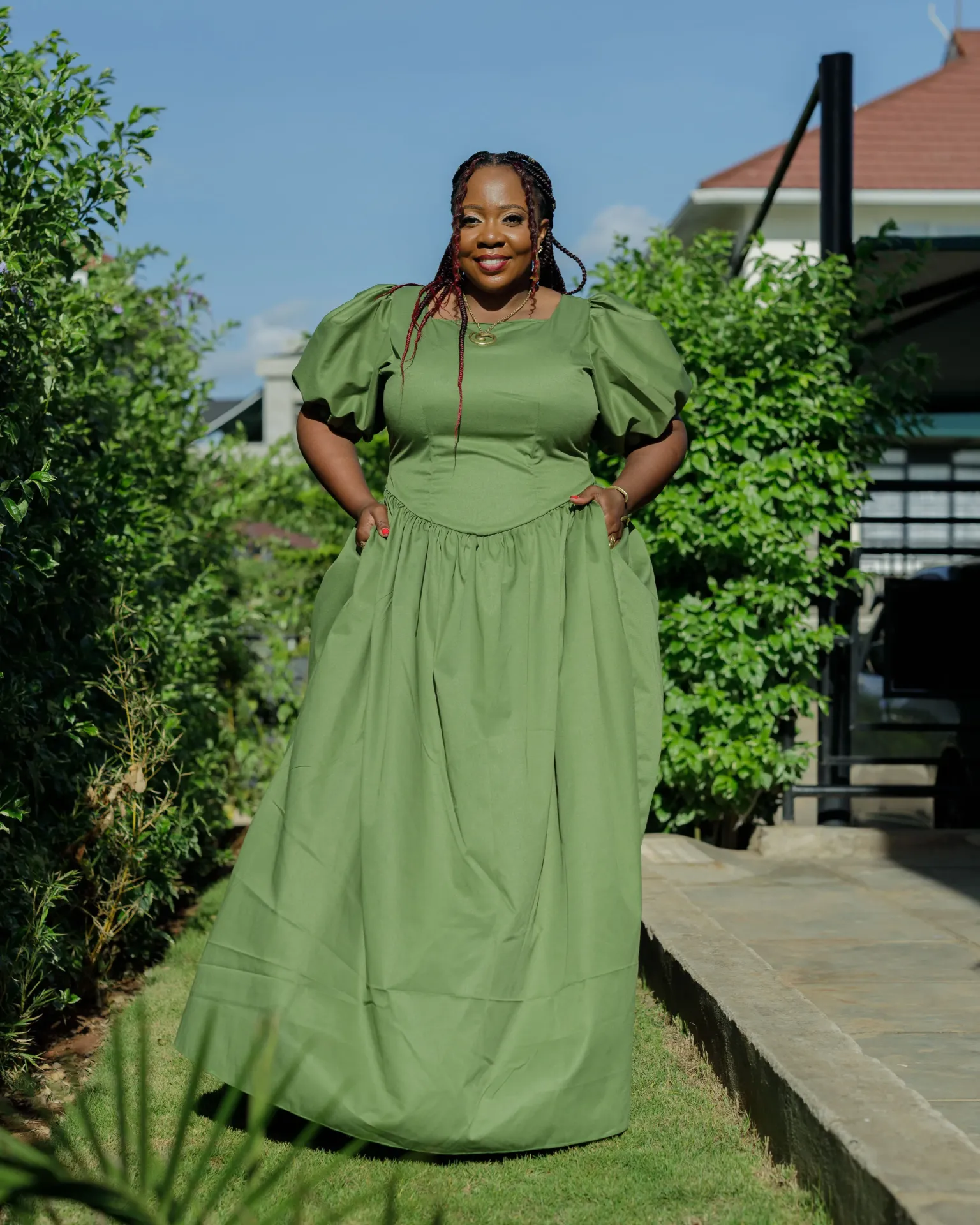 [Jungle Green] Kaluma Cotton Maxi Dress - Jungle Green (2XS)