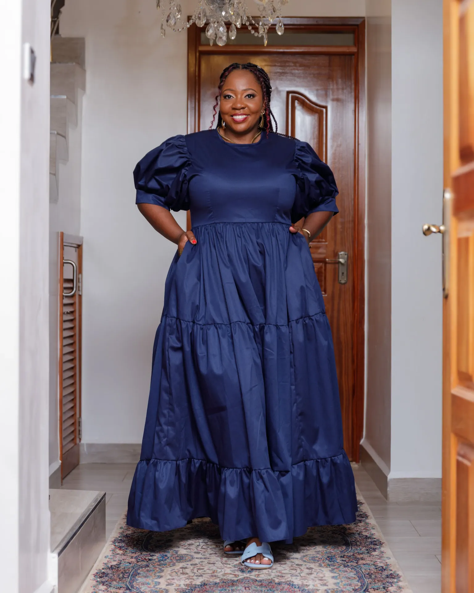 Kaseve Cotton Maxi Dress - Navy Blue