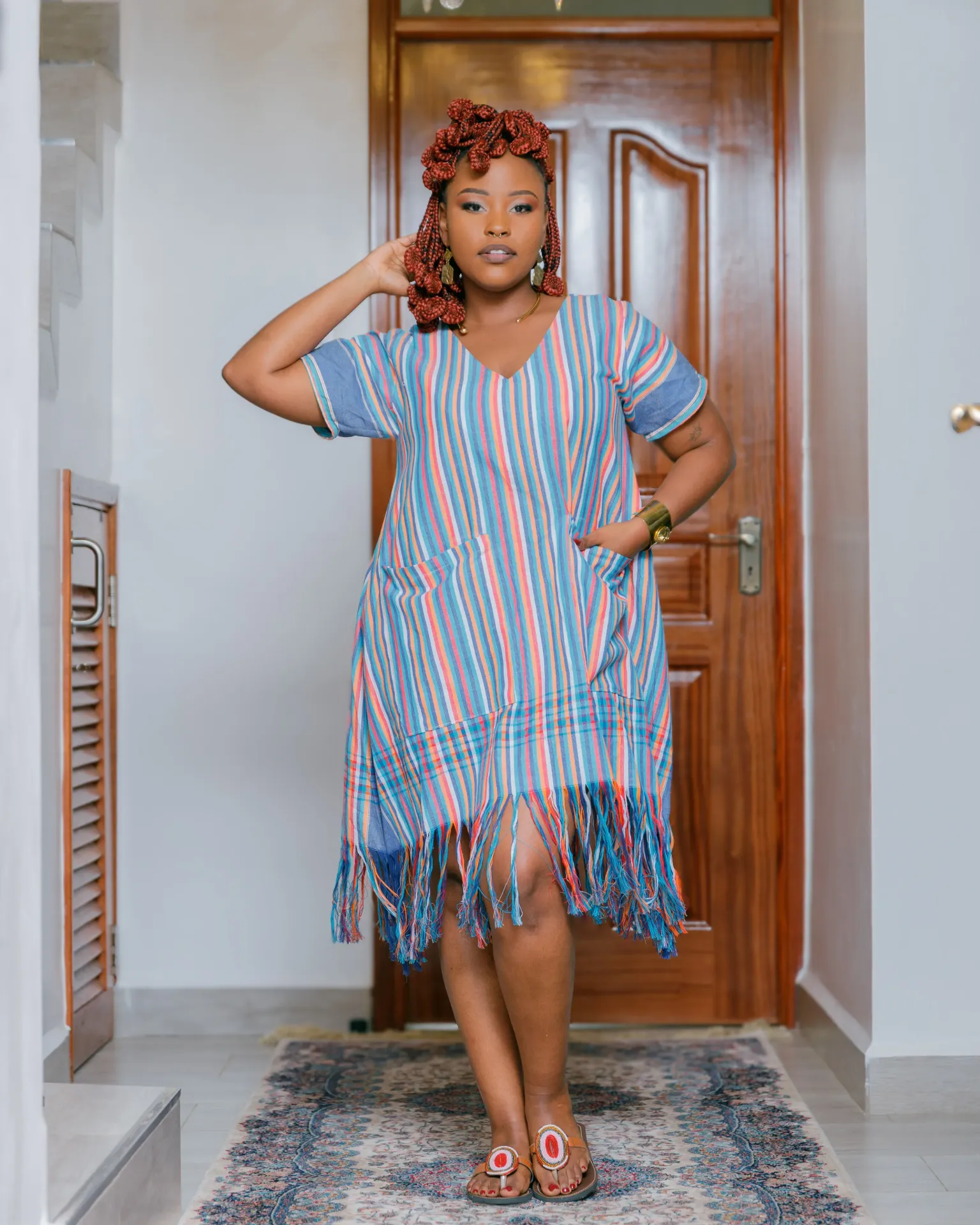 [Blue] Kyambalasi Kikoy Dress - Blue (2XS)