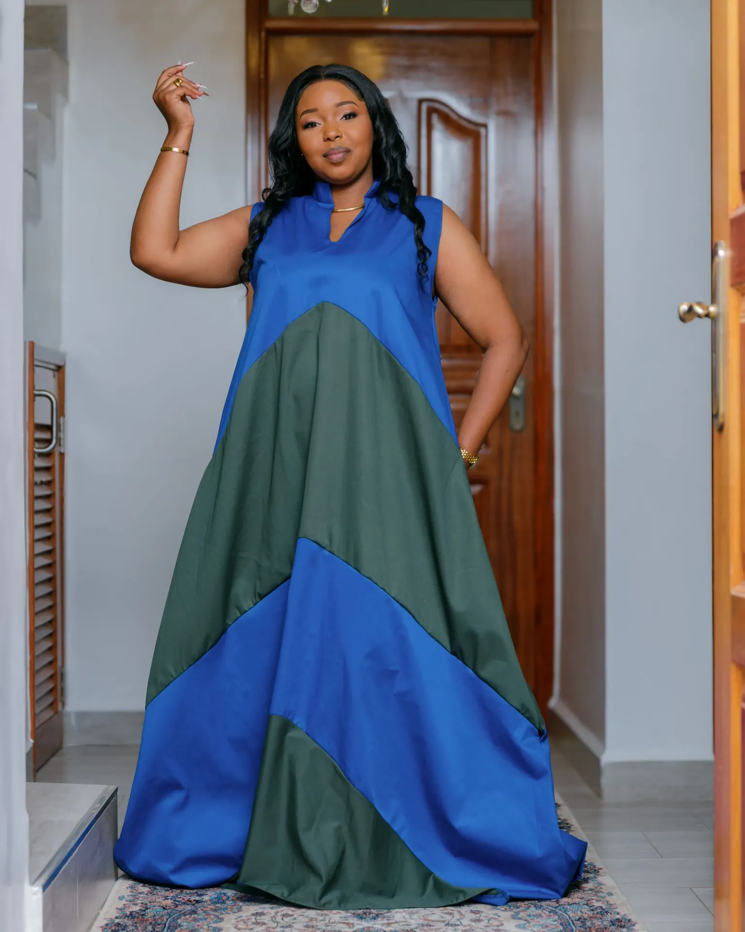 [Royal Blue] Kiatine Cotton Maxi Dress - Royal Blue (2XS)