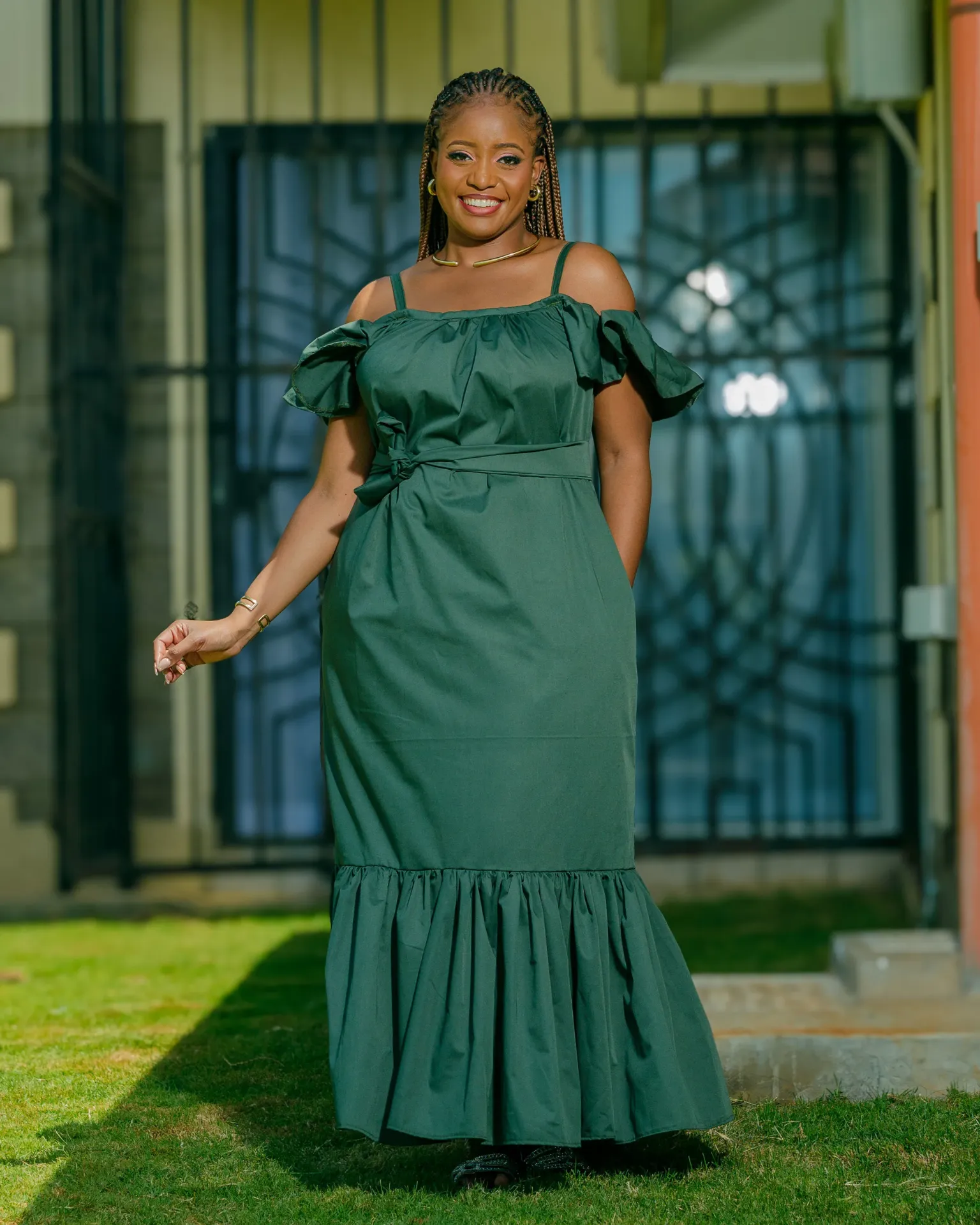 [Jungle Green] Kivaku Cotton Maxi Dress - Jungle Green (2XS)