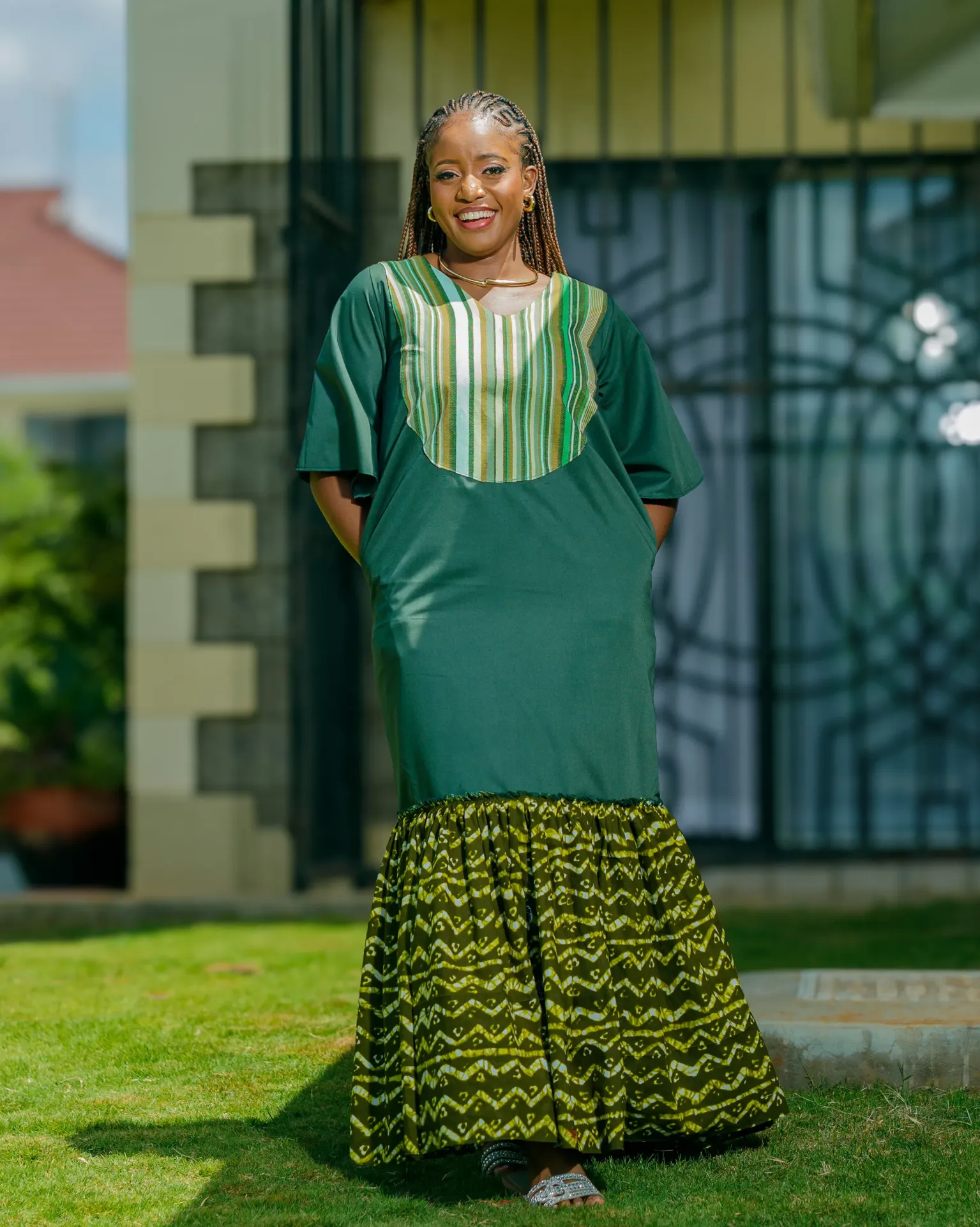 Kinyua Ankara Maxi Dress - Green