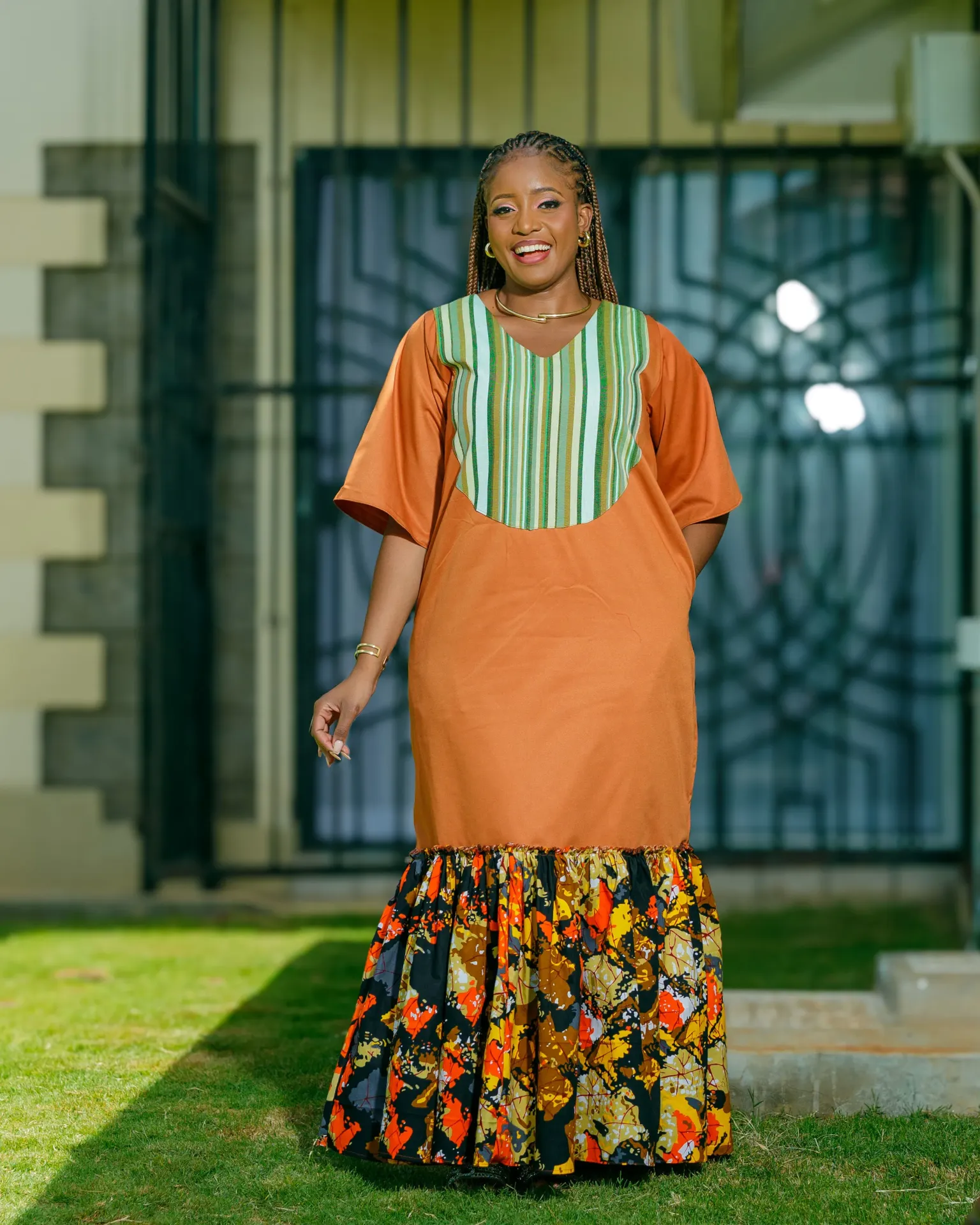 Kinyua Ankara Maxi Dress - Brown