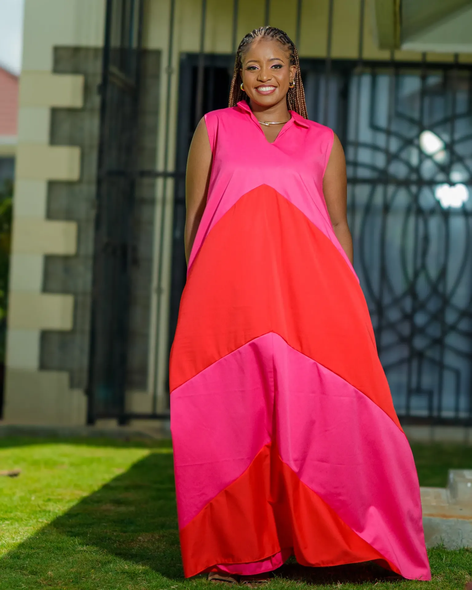 [Red] Kiatine Cotton Maxi Dress - Red (2XS)