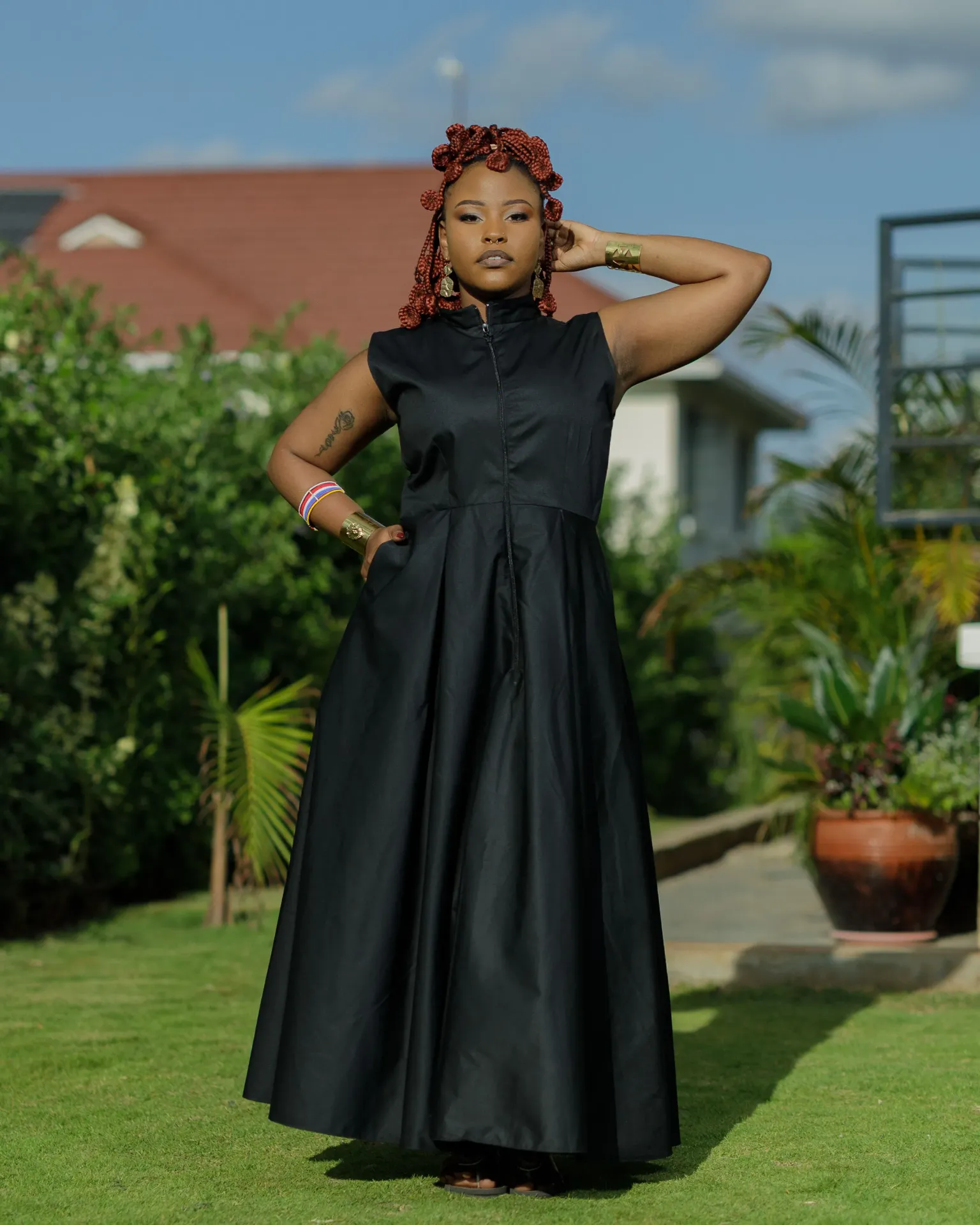 [Black] Kasunguni Cotton Maxi Dress - Black (2XS)