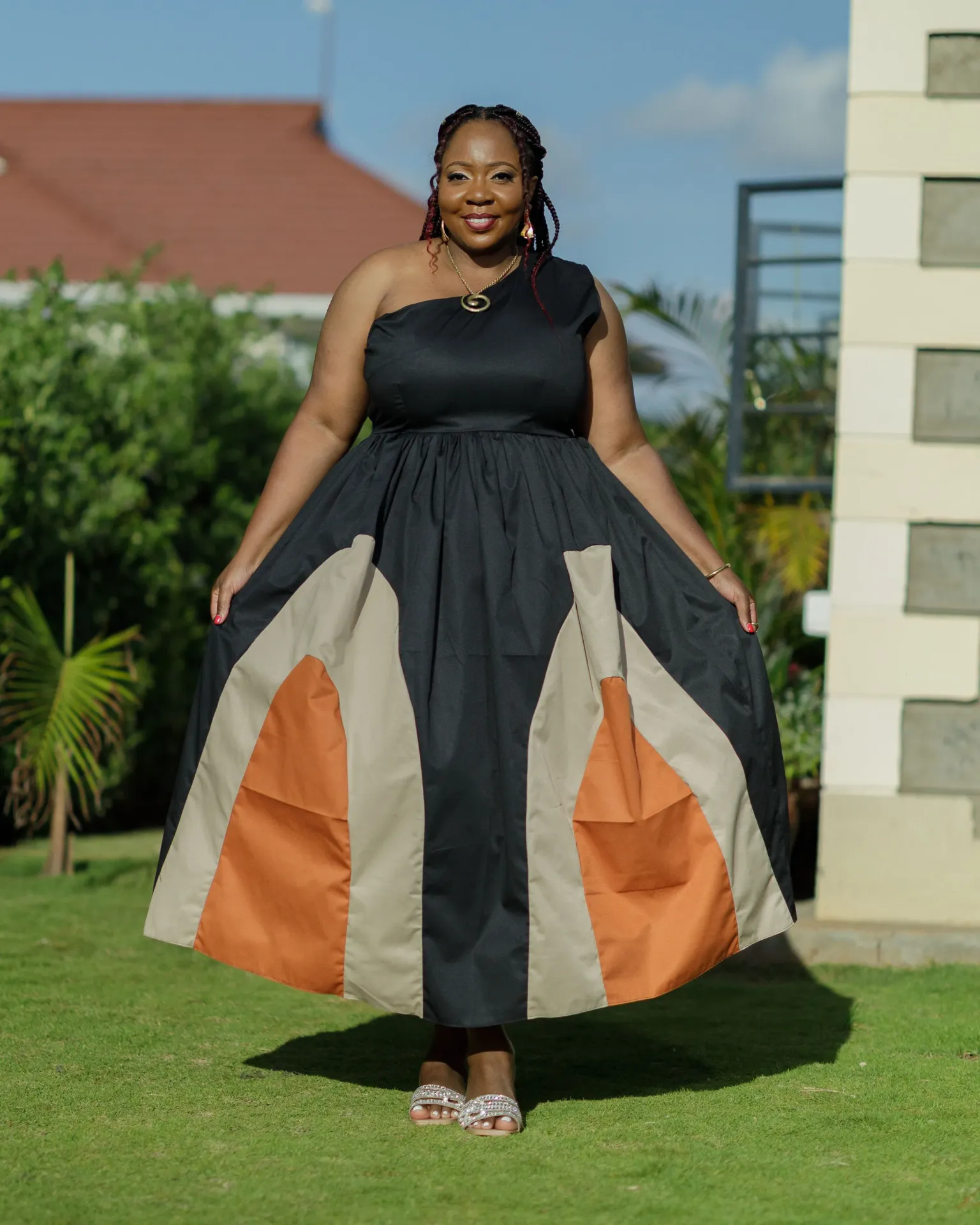 [Brown] Kyamwani Cotton Maxi Dress - Brown (2XS)
