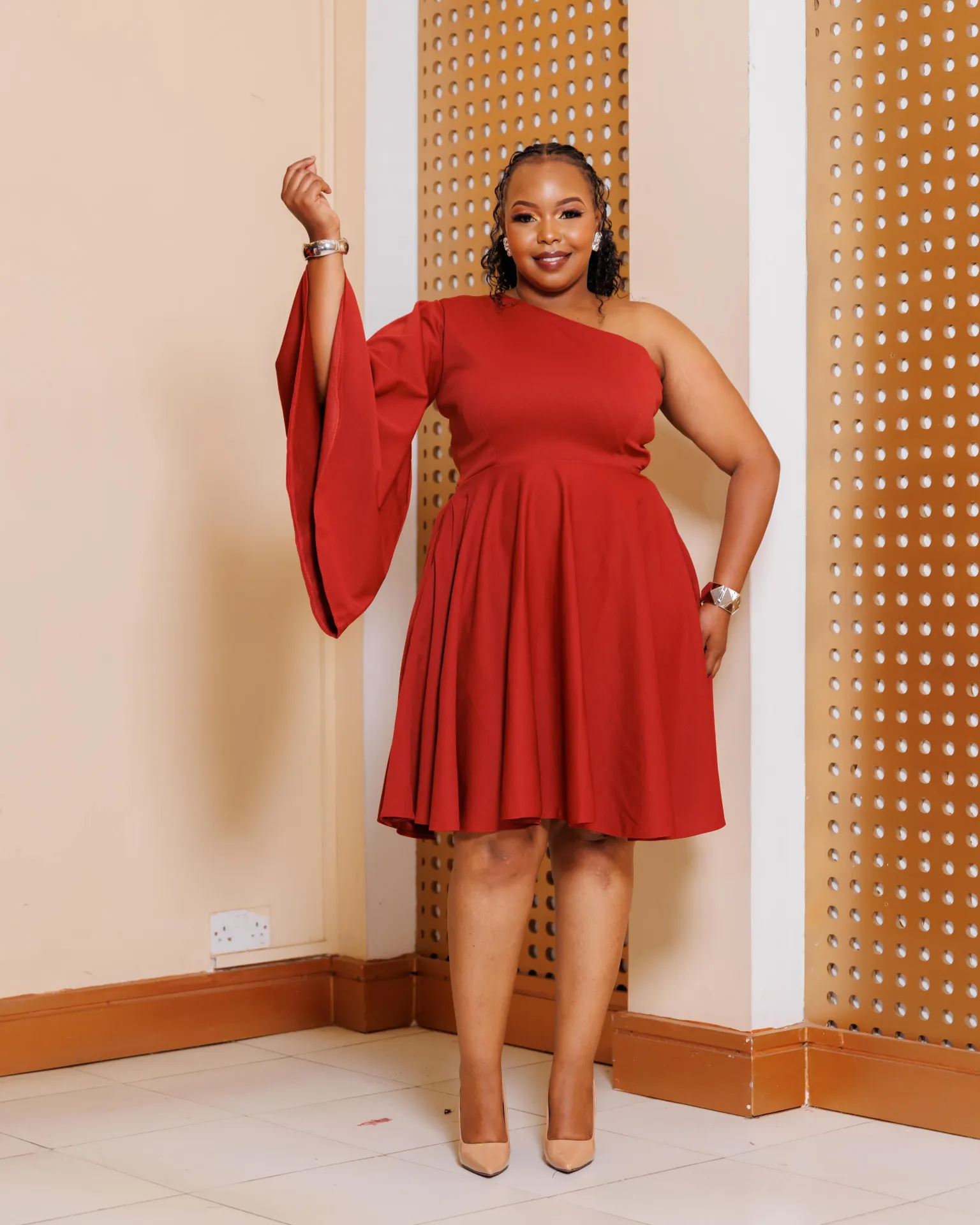 [FIRE BROWN] Akelo Dress - Fire Brown (2XS)