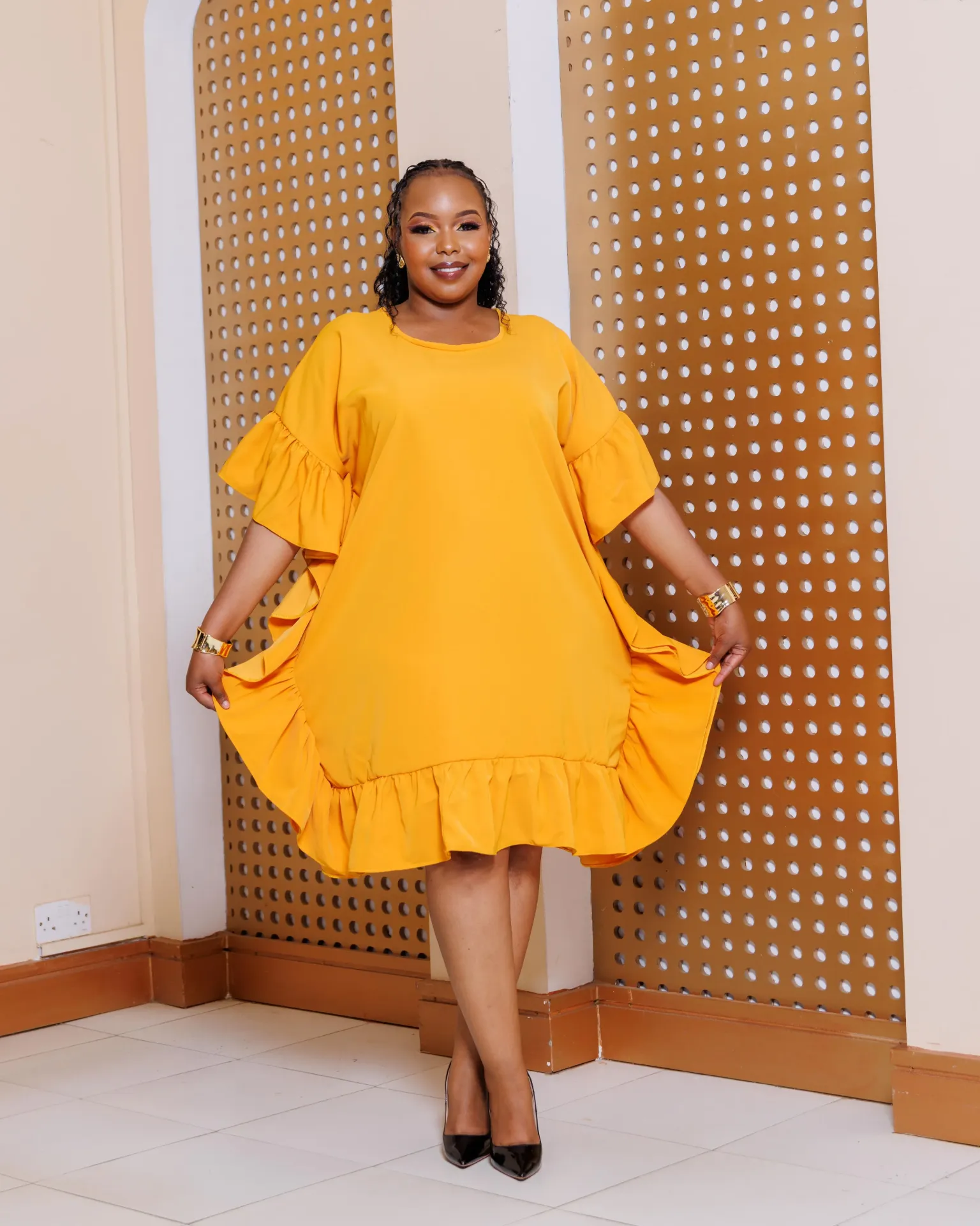 Bande Shift Dress - Mustard Yellow