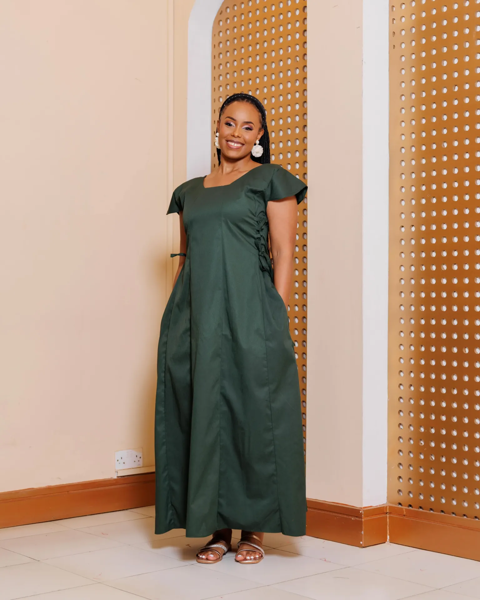 Kako Cotton Maxi Dress - Jungle Green