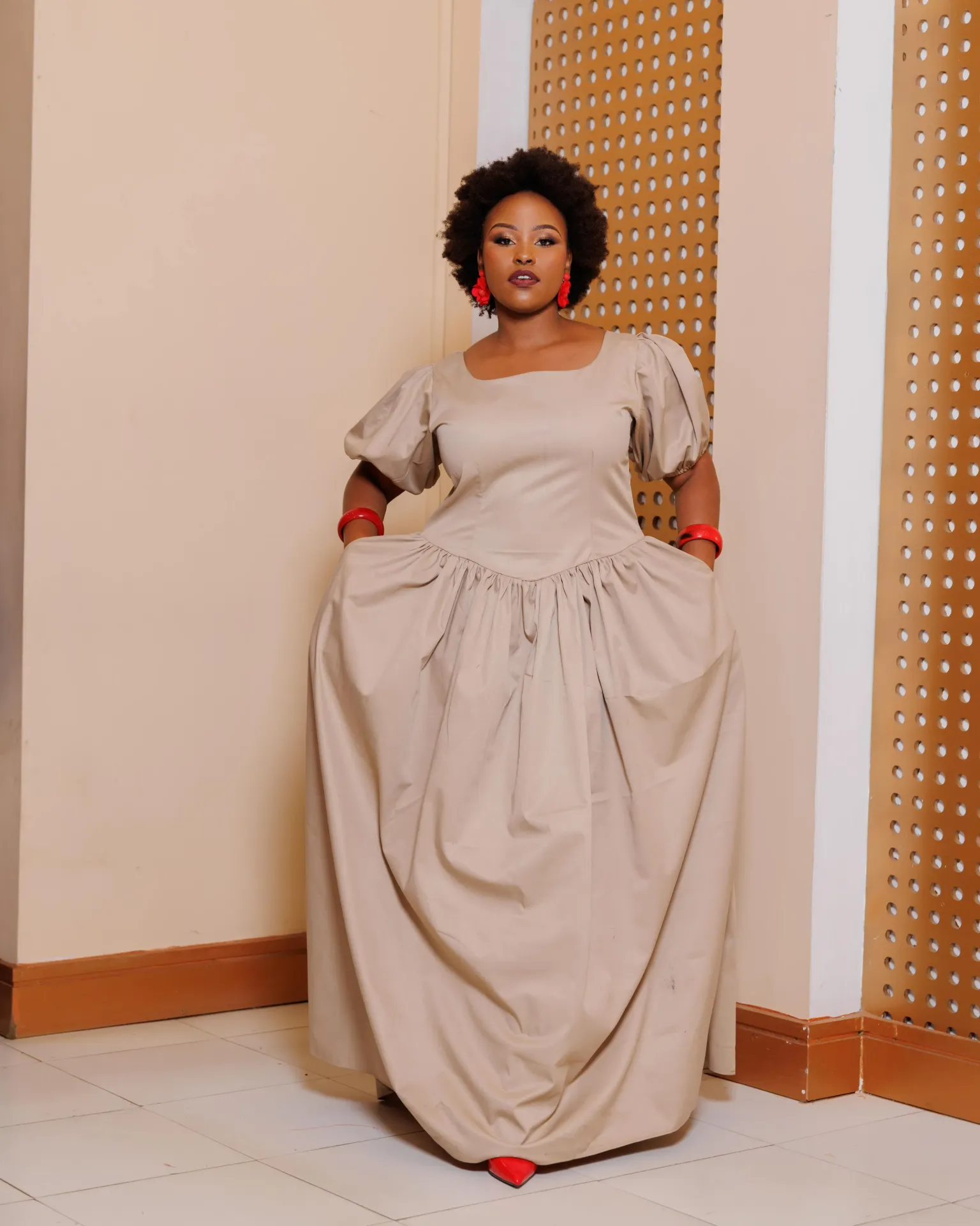 [NUDE] Kaluma Cotton Maxi Dress - Nude (2XS)