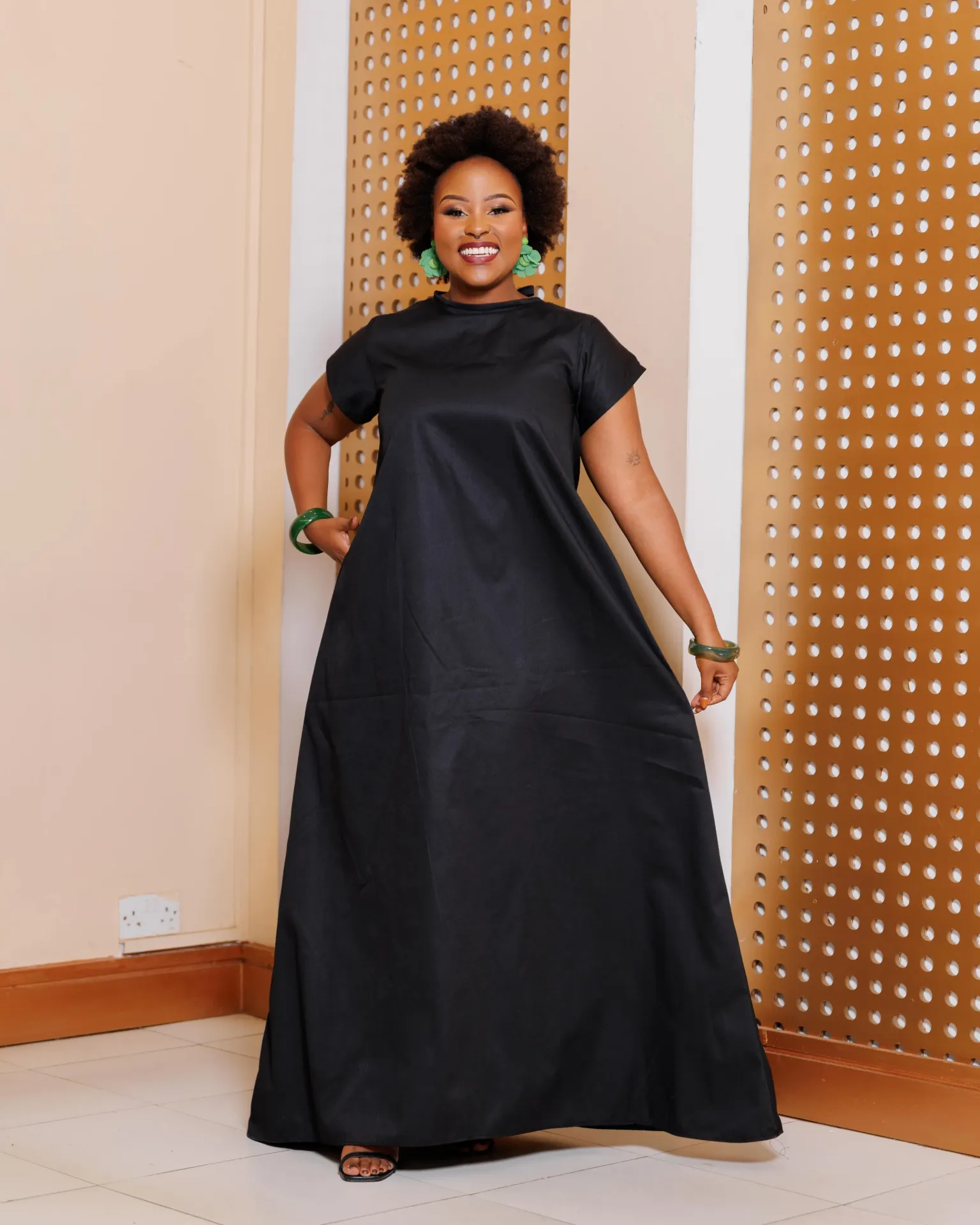 Kitulini Cotton Maxi Dress - Black