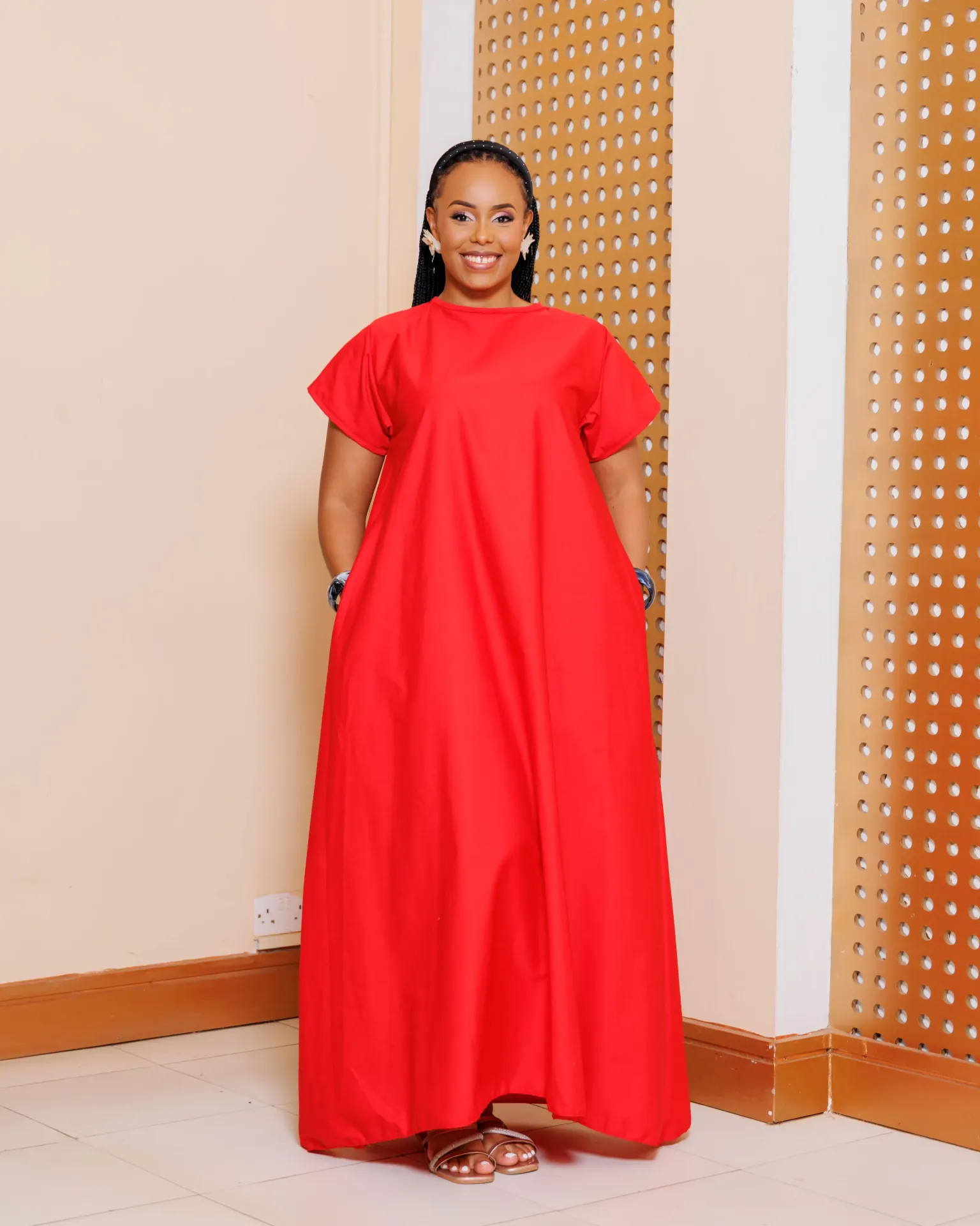 Kitulini Cotton Maxi Dress - Red