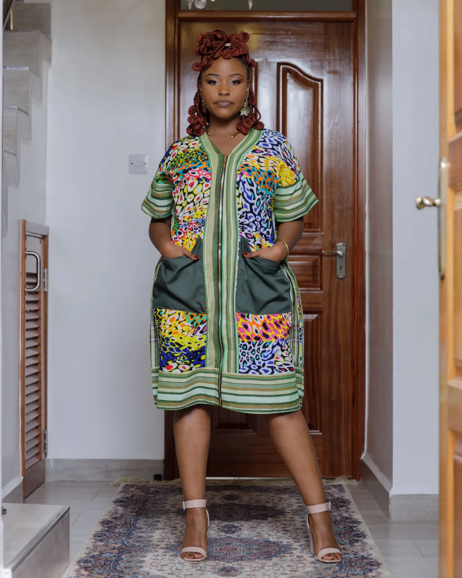 Kyambai Ankara Dress - Green