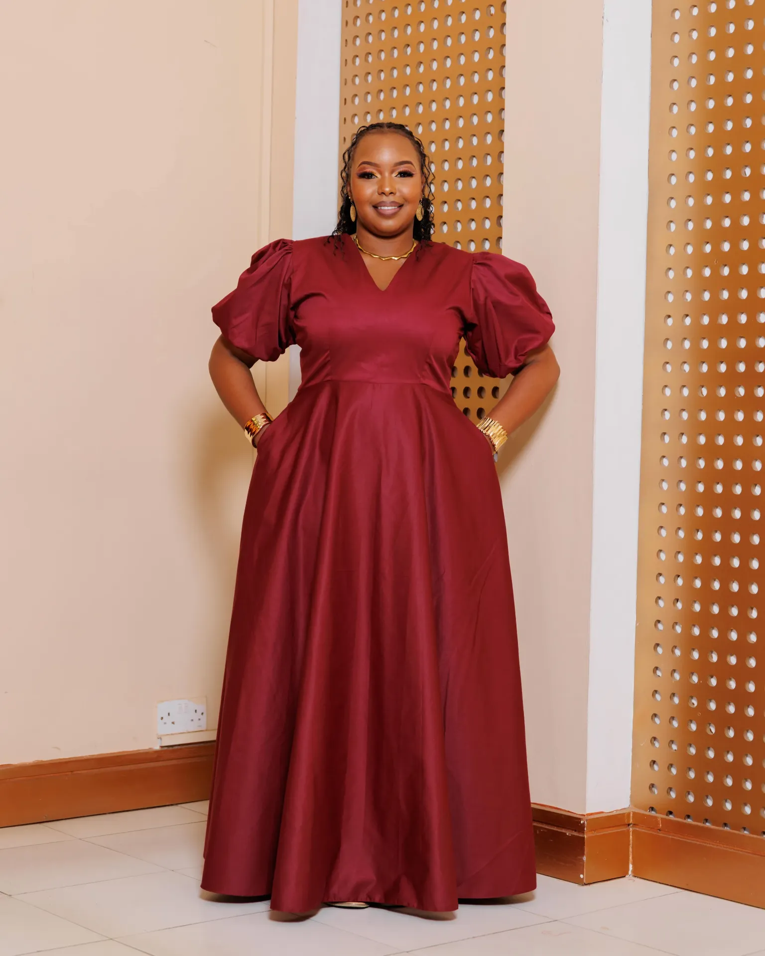 Nkirata Cotton Maxi Dress - Burgundy