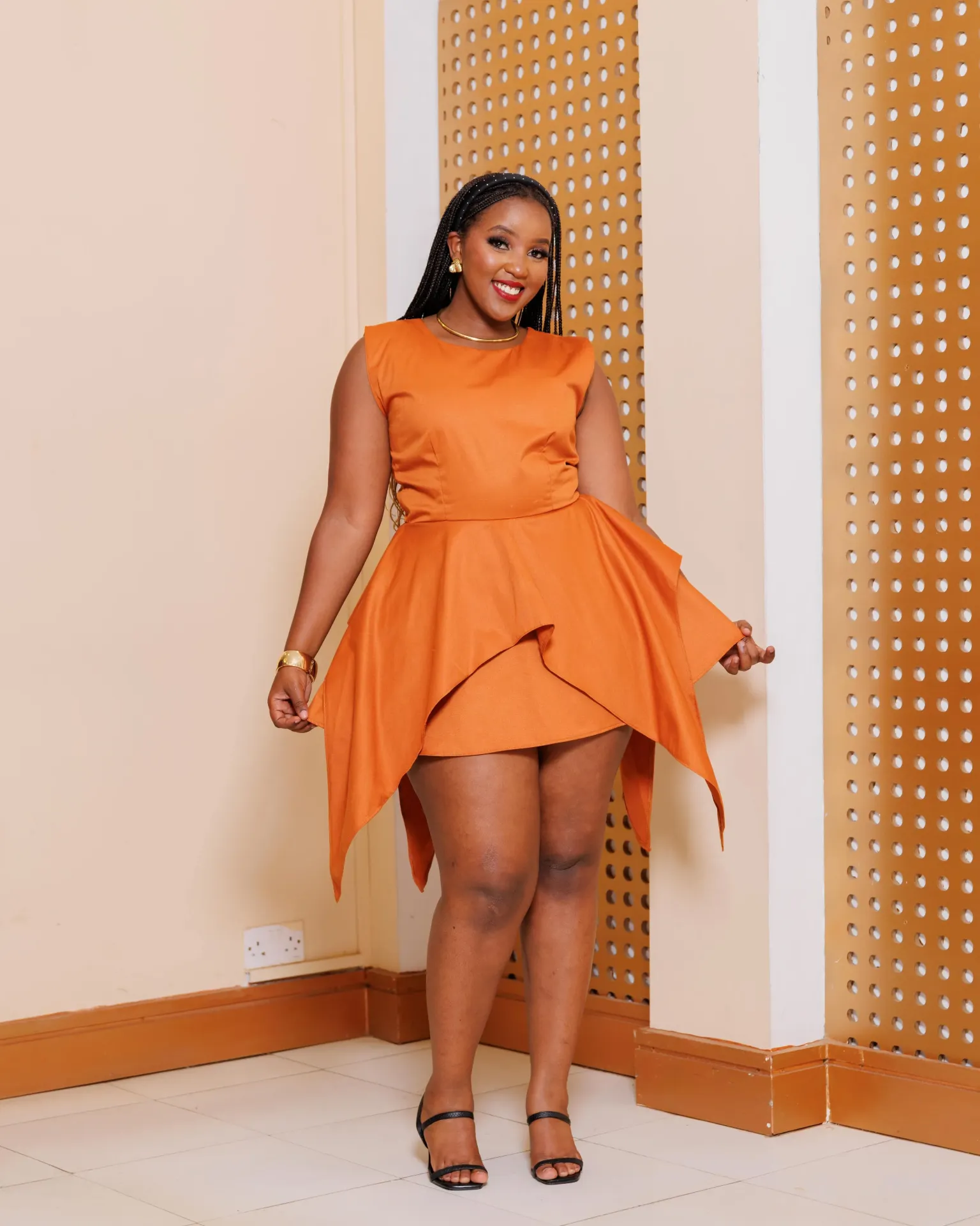 [BROWN] Nkuene Cotton Mini Dress - Fire Brown (2XS)