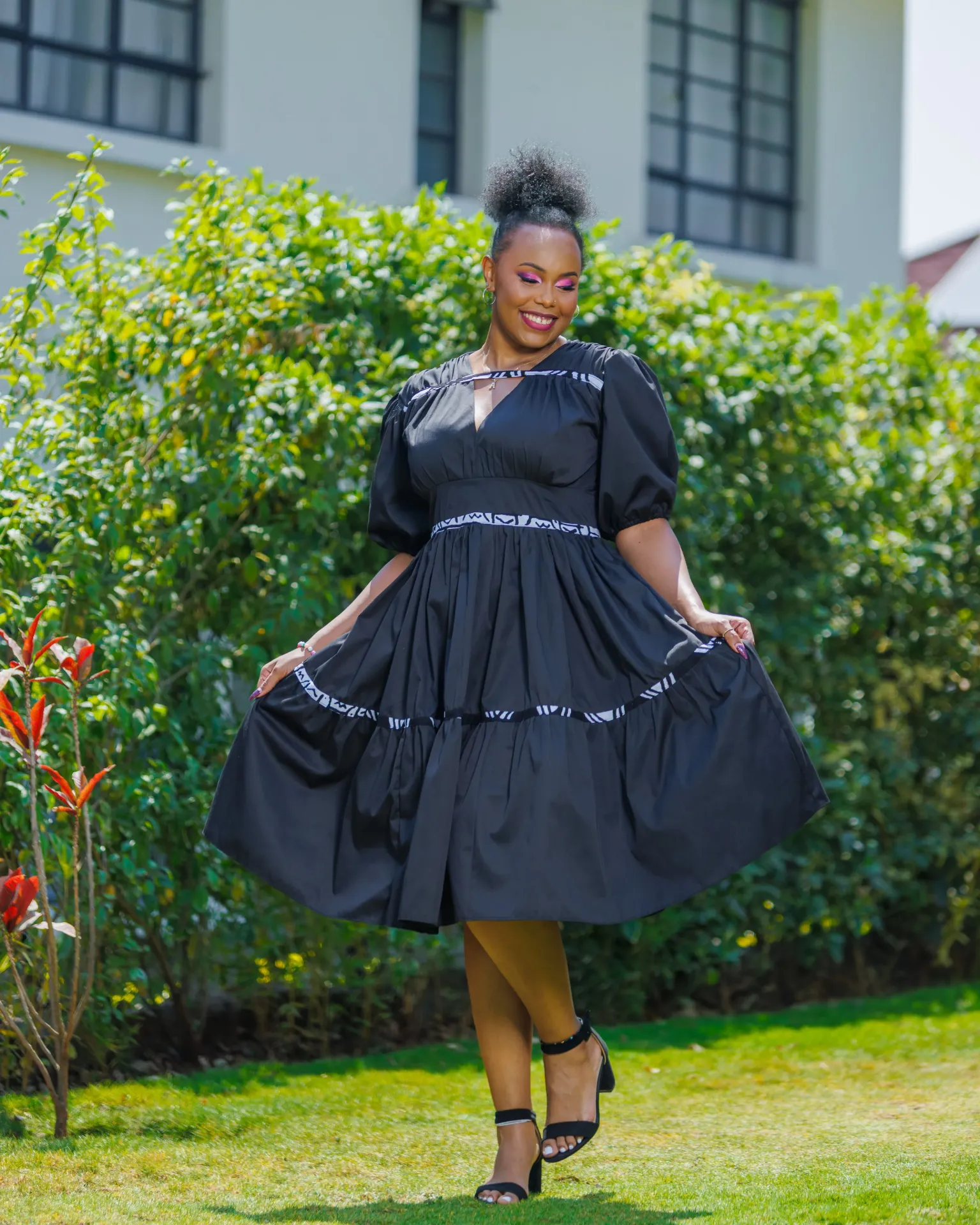 Ankara Barua Knee Length Black (2XS)