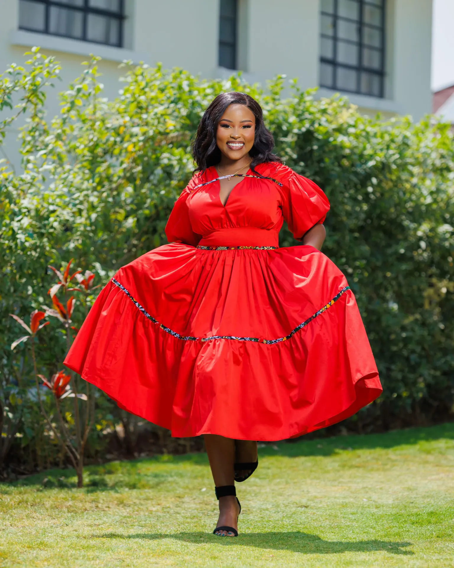 Ankara Barua Knee Length Red (2XS)
