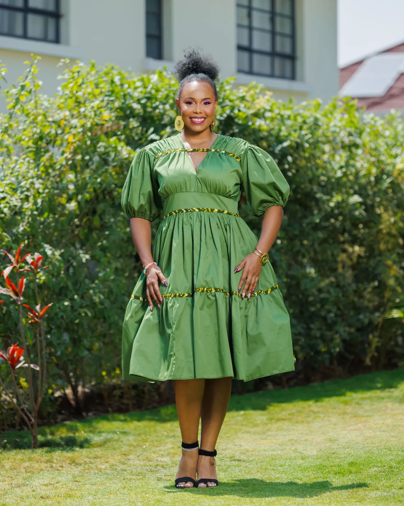 Ankara Barua Knee Length Jungle Green