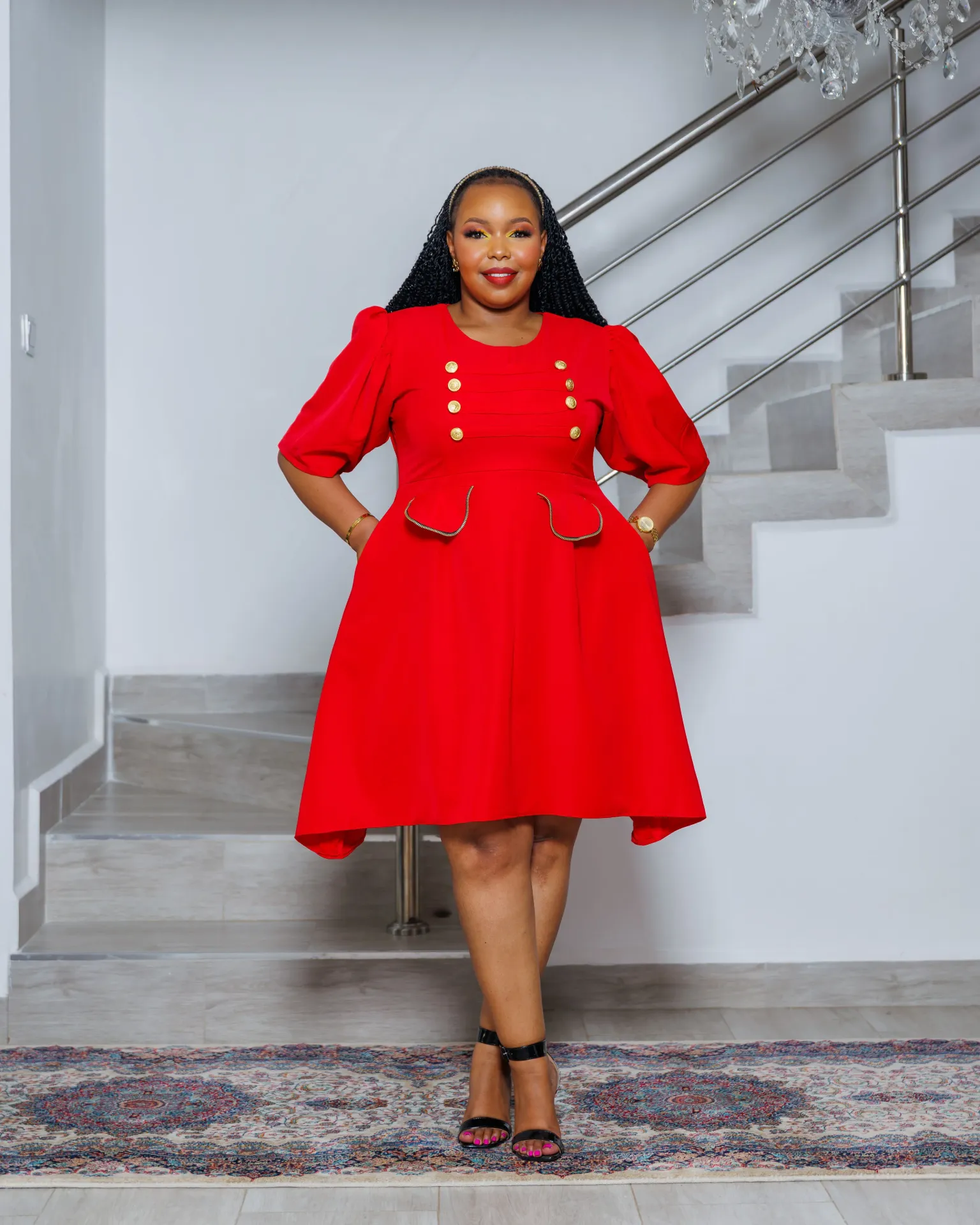 Shadoti Knee Length Red