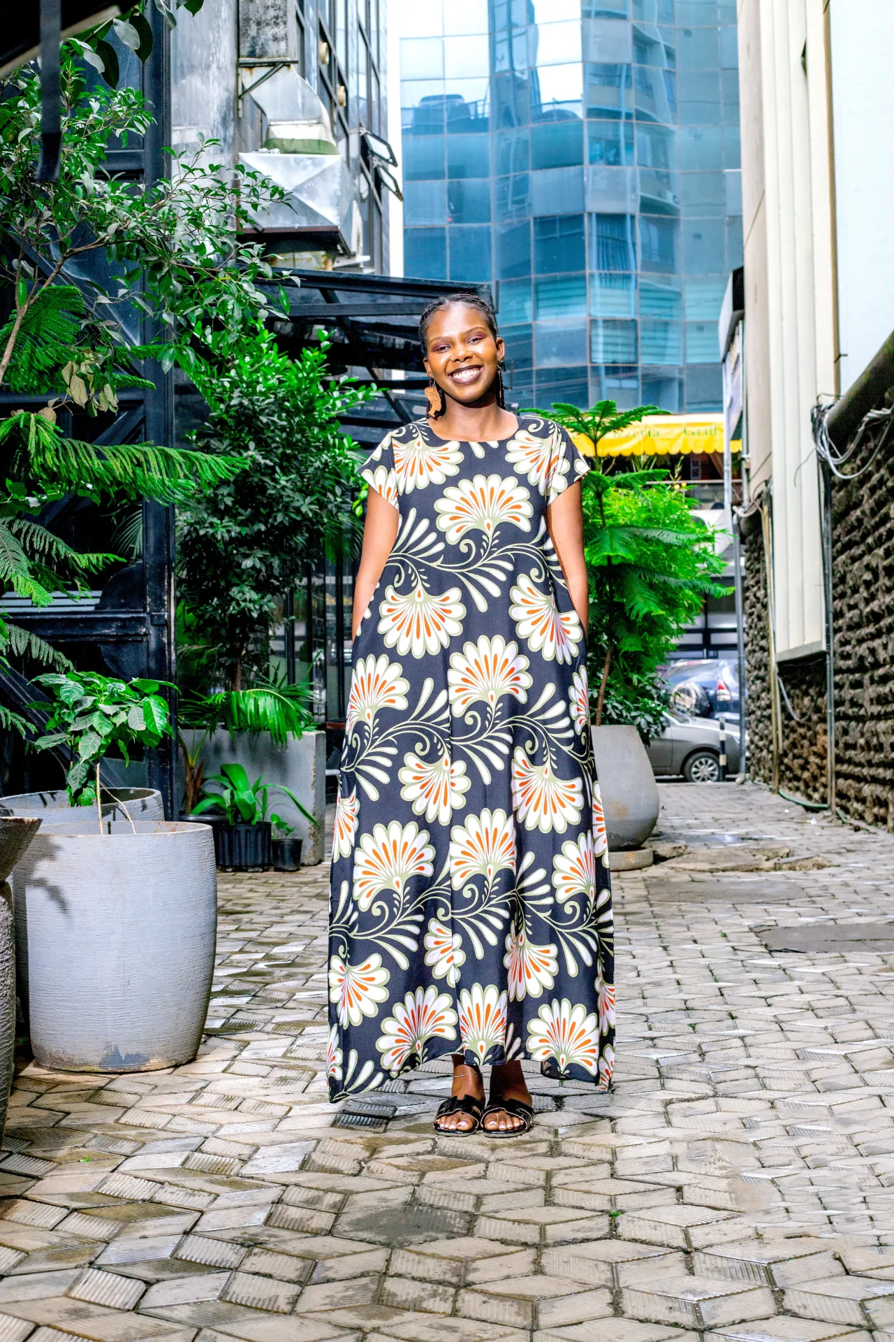 Emunali Maxi Dress - Green Floral Print (2XS)