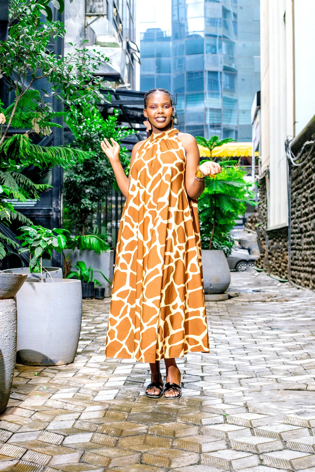 Batani Maxi Dress - Giraffe Print