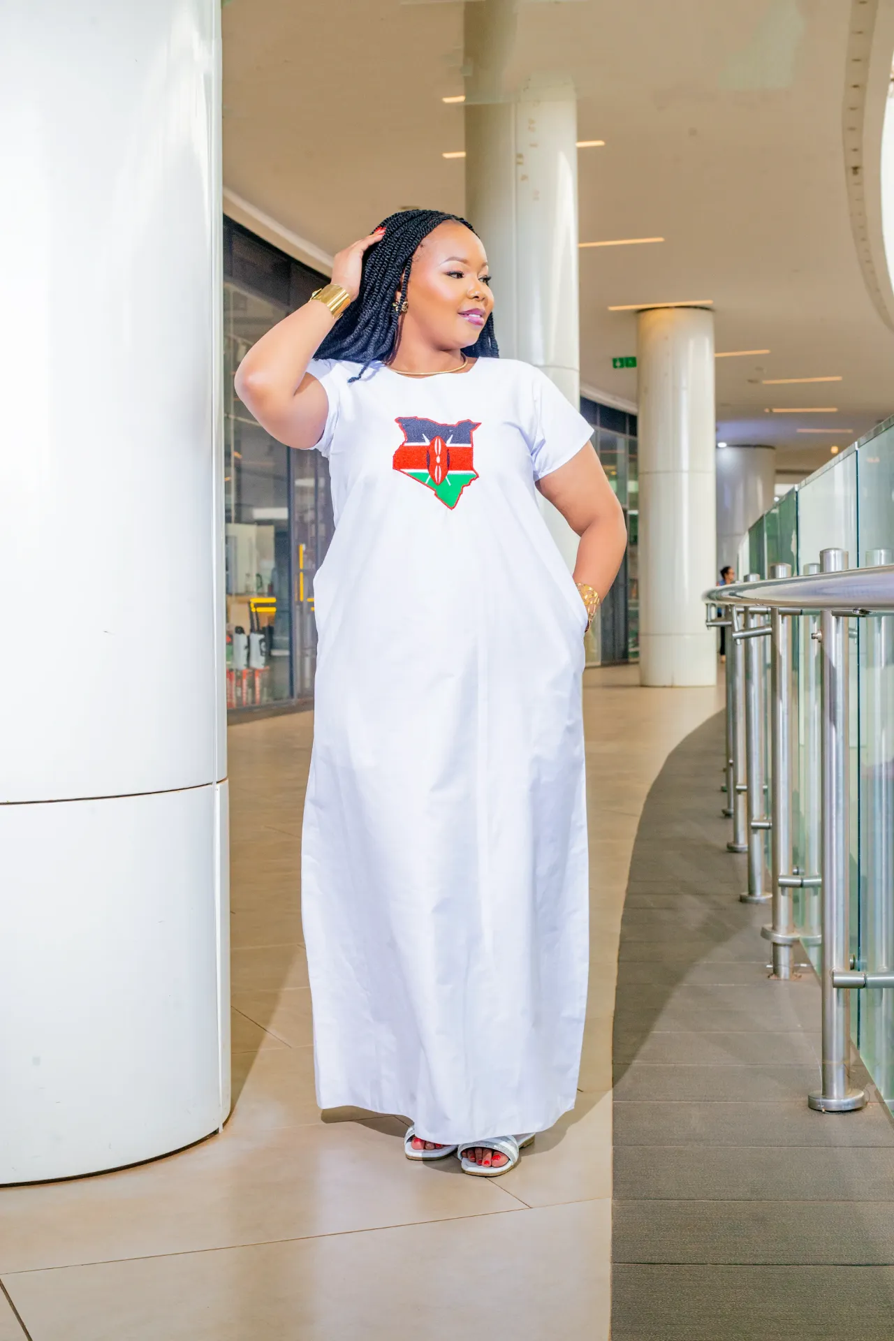 Kenyan Emuriri Cotton Maxi Dress - White