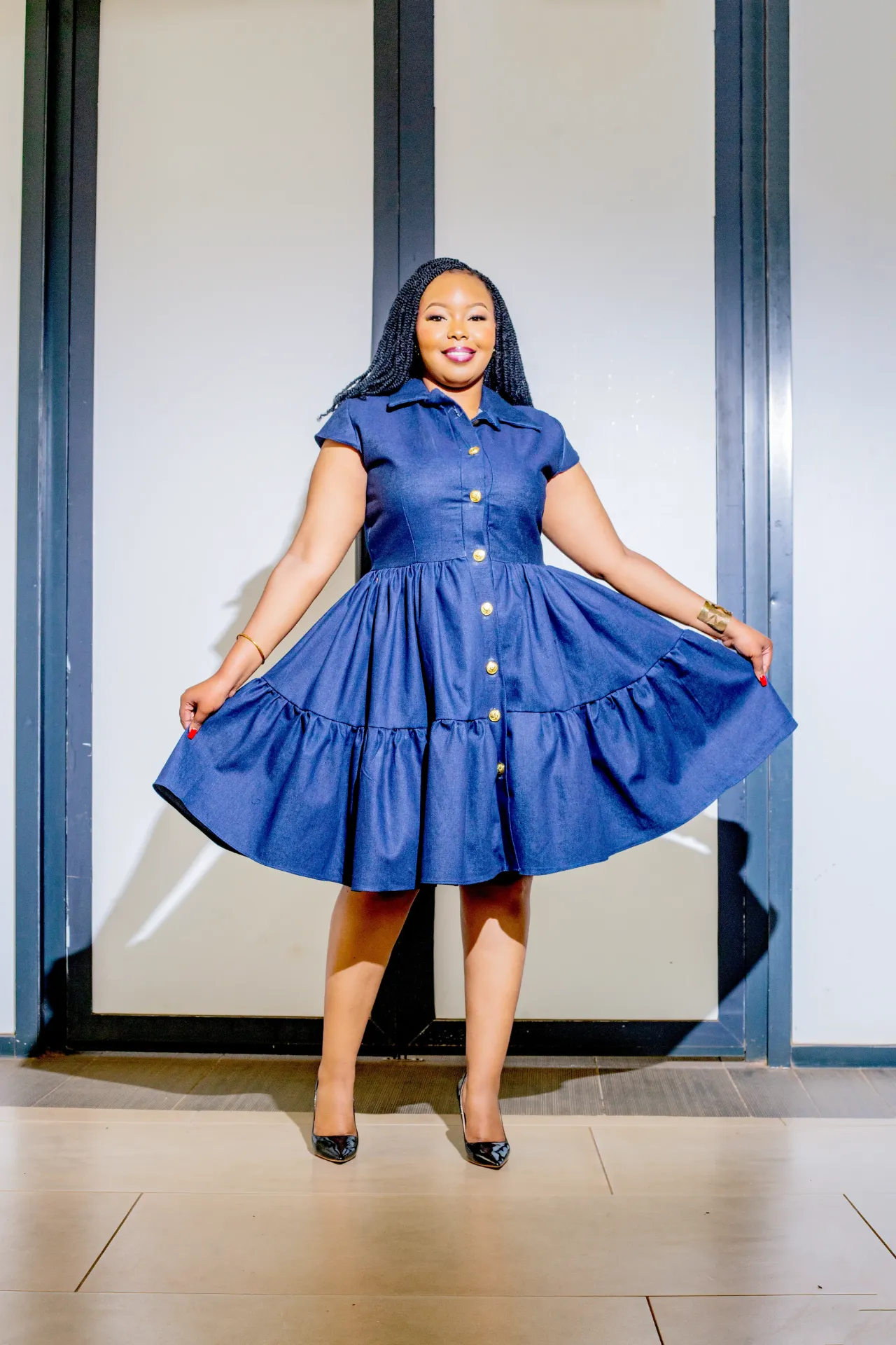 Denim Buyende Knee Dress