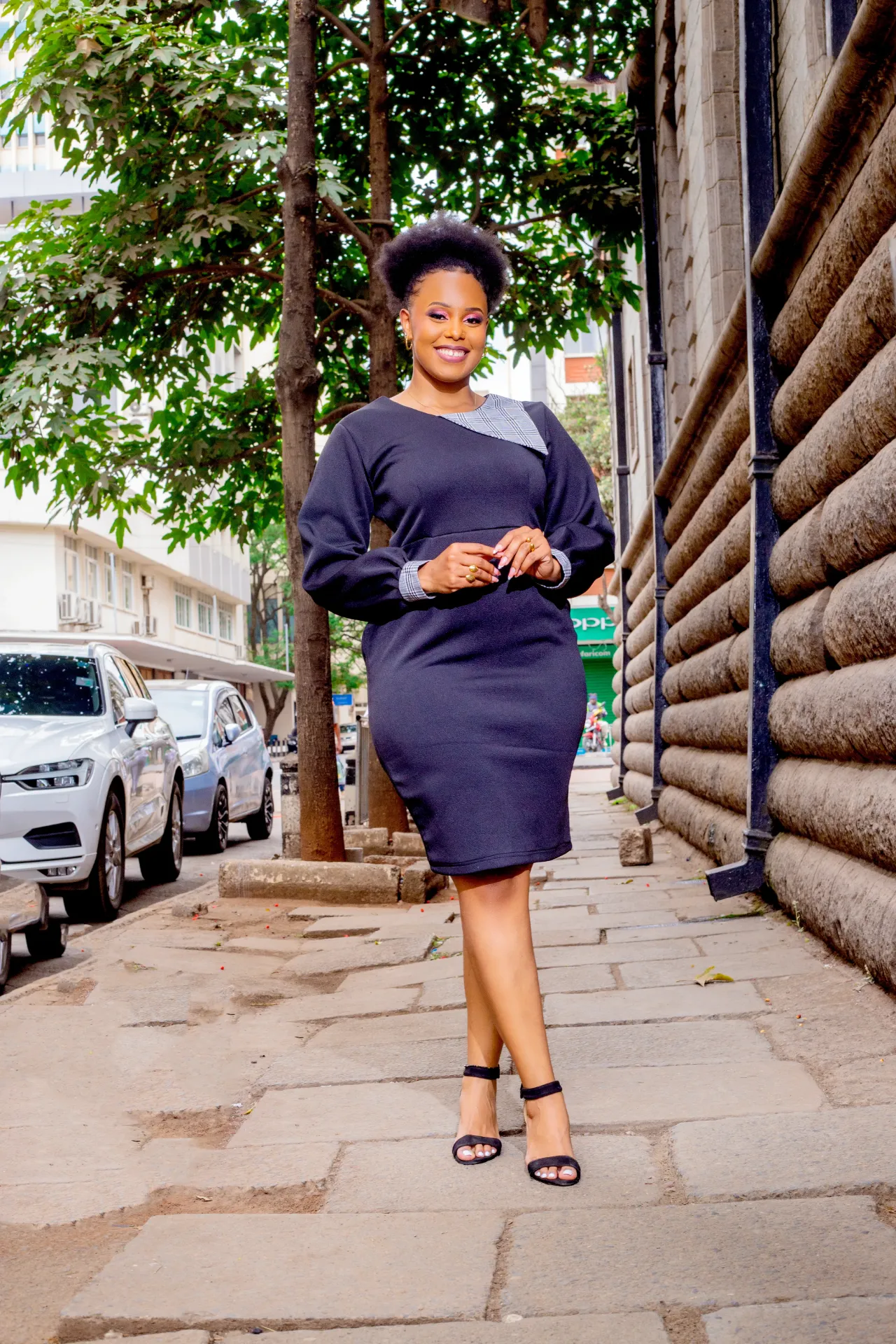 Suba Knee Length Dress - Black
