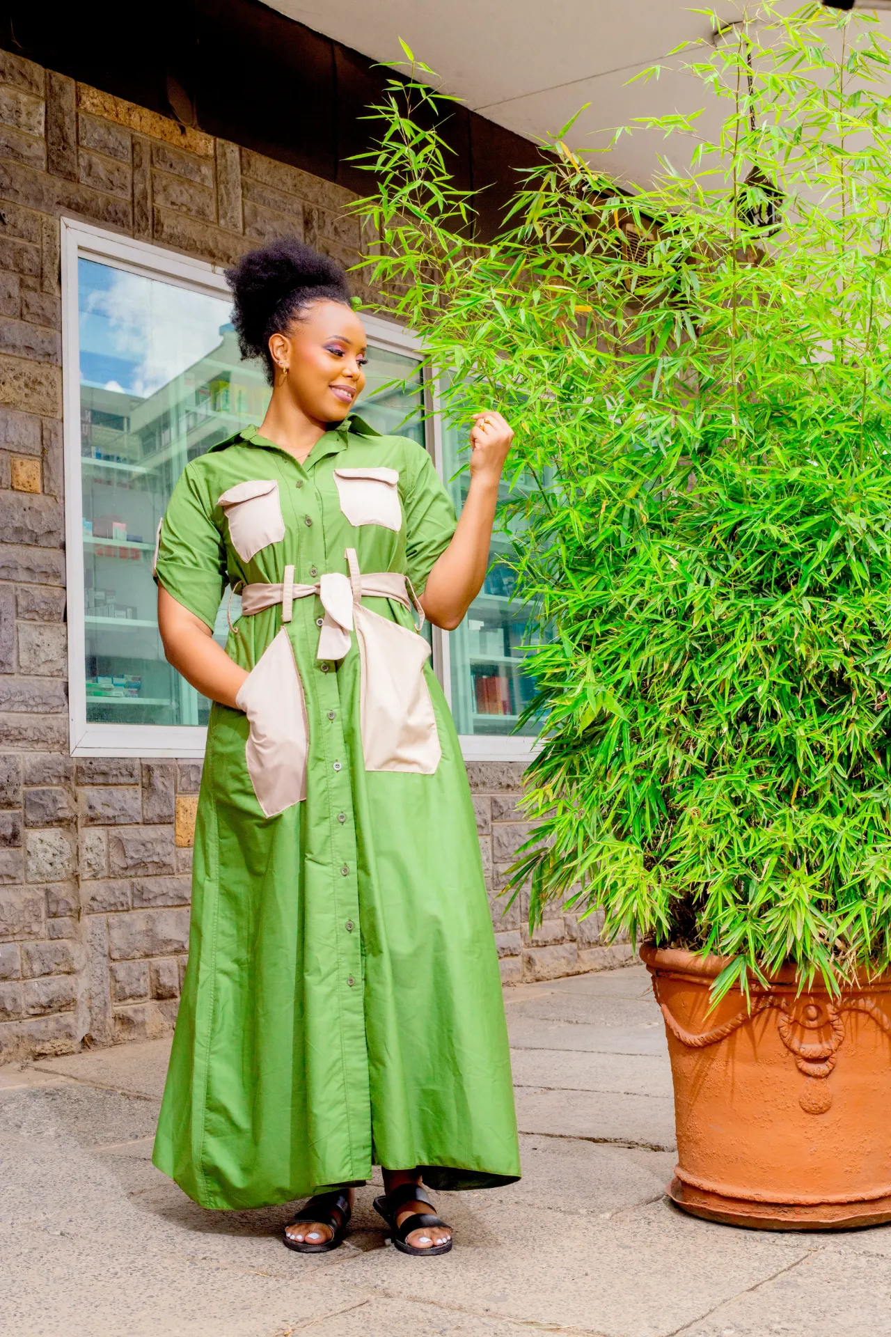 Safari Kobodo Maxi Cotton Dress - Green