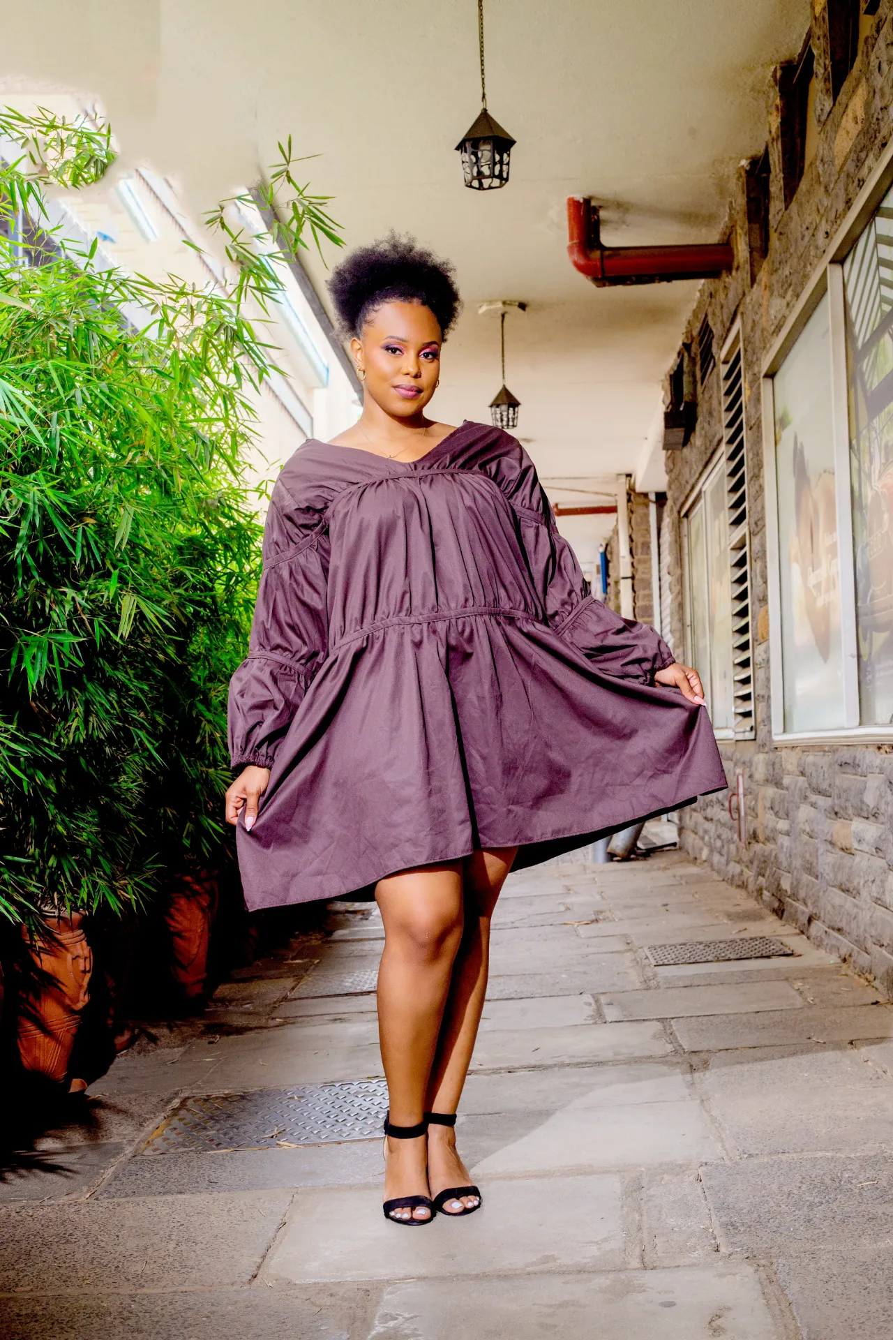 Nyenga Cotton Dress - Chocolate Brown (2XS)