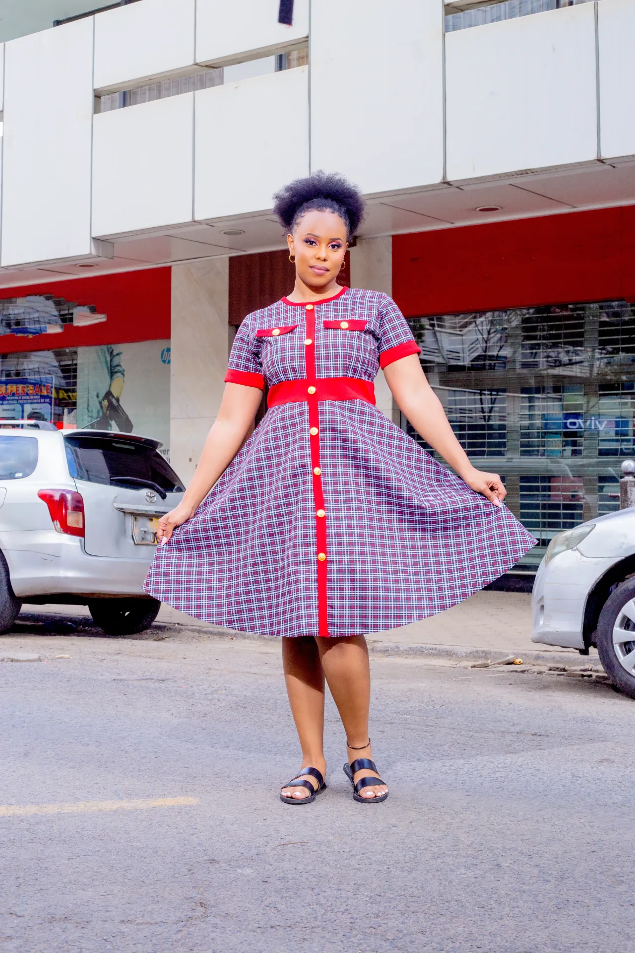 Dianga Cotton Dress - Red (2XS)