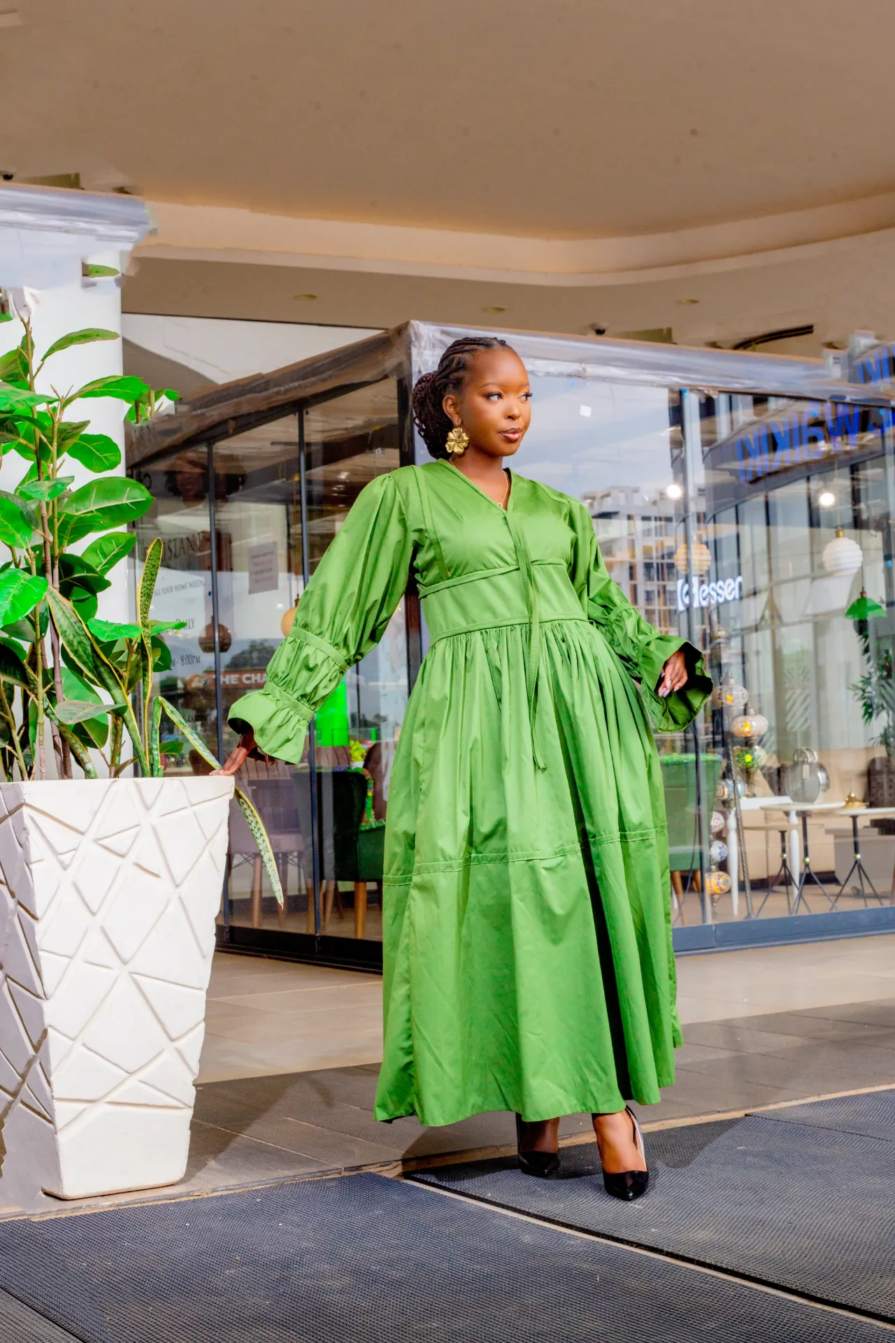 Sena Cotton Maxi Dress - Jungle Green (2XS)
