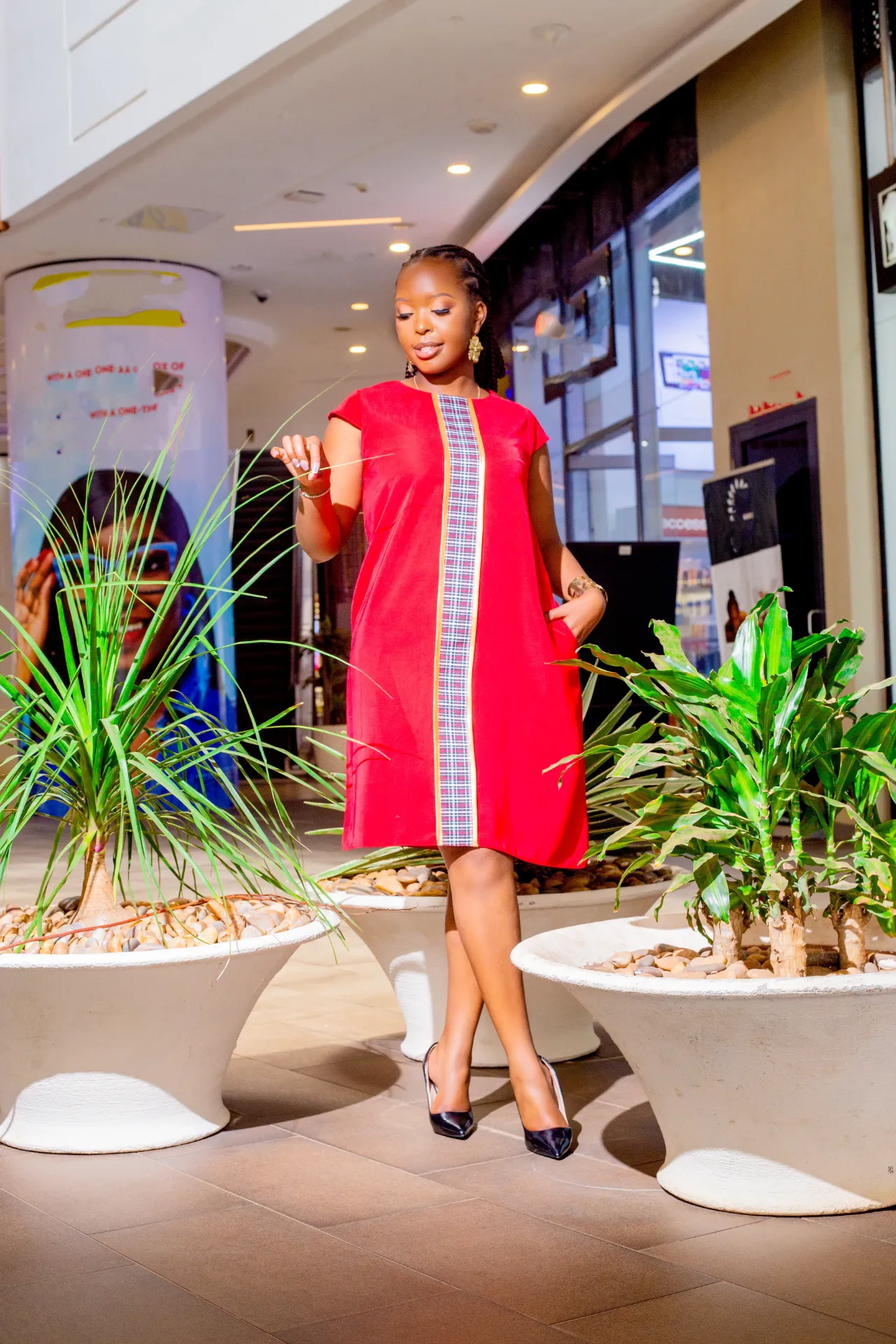 Lwala Knee Length Dress - Red