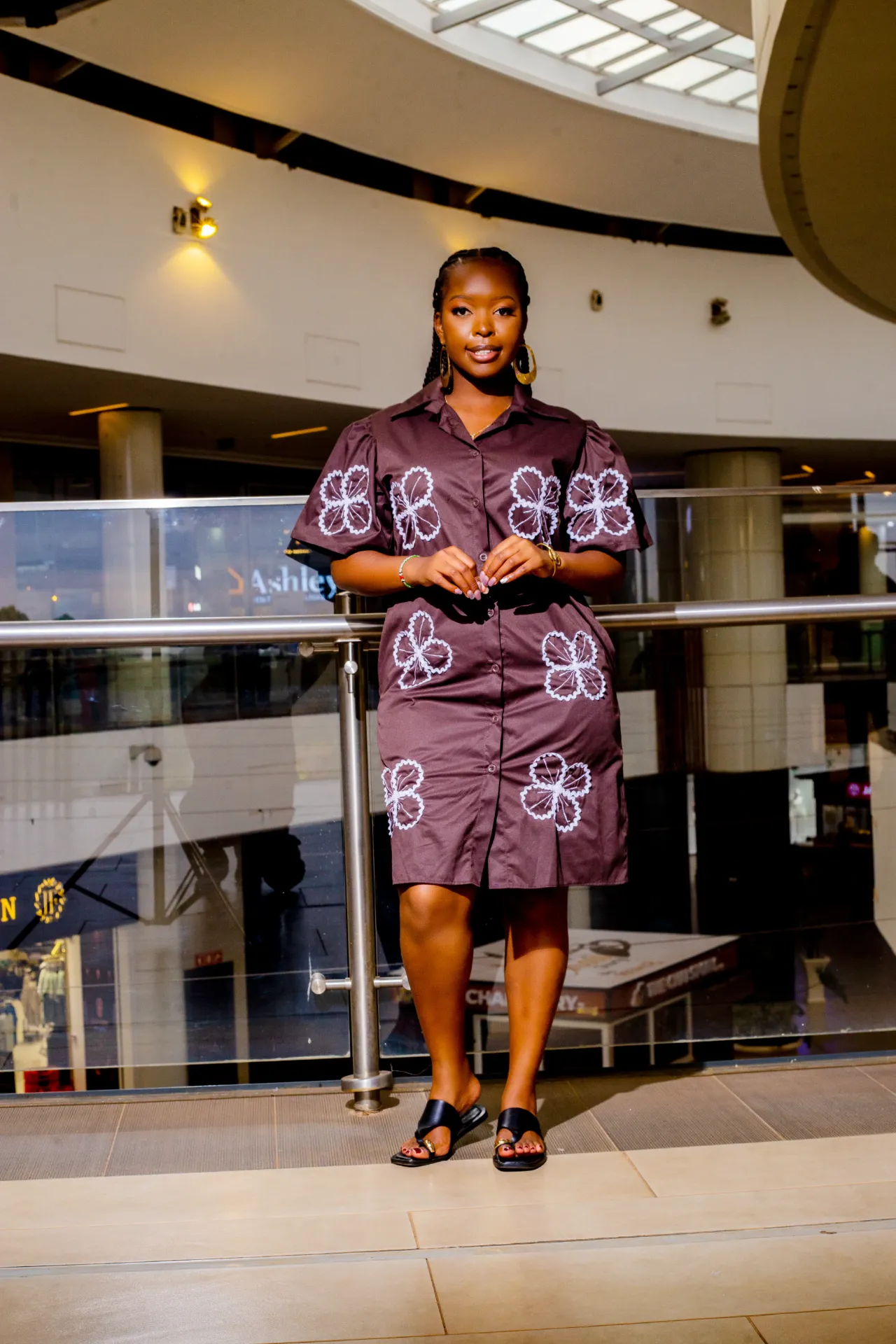 Bondo Cotton Shirt Dress - Chocolate Brown