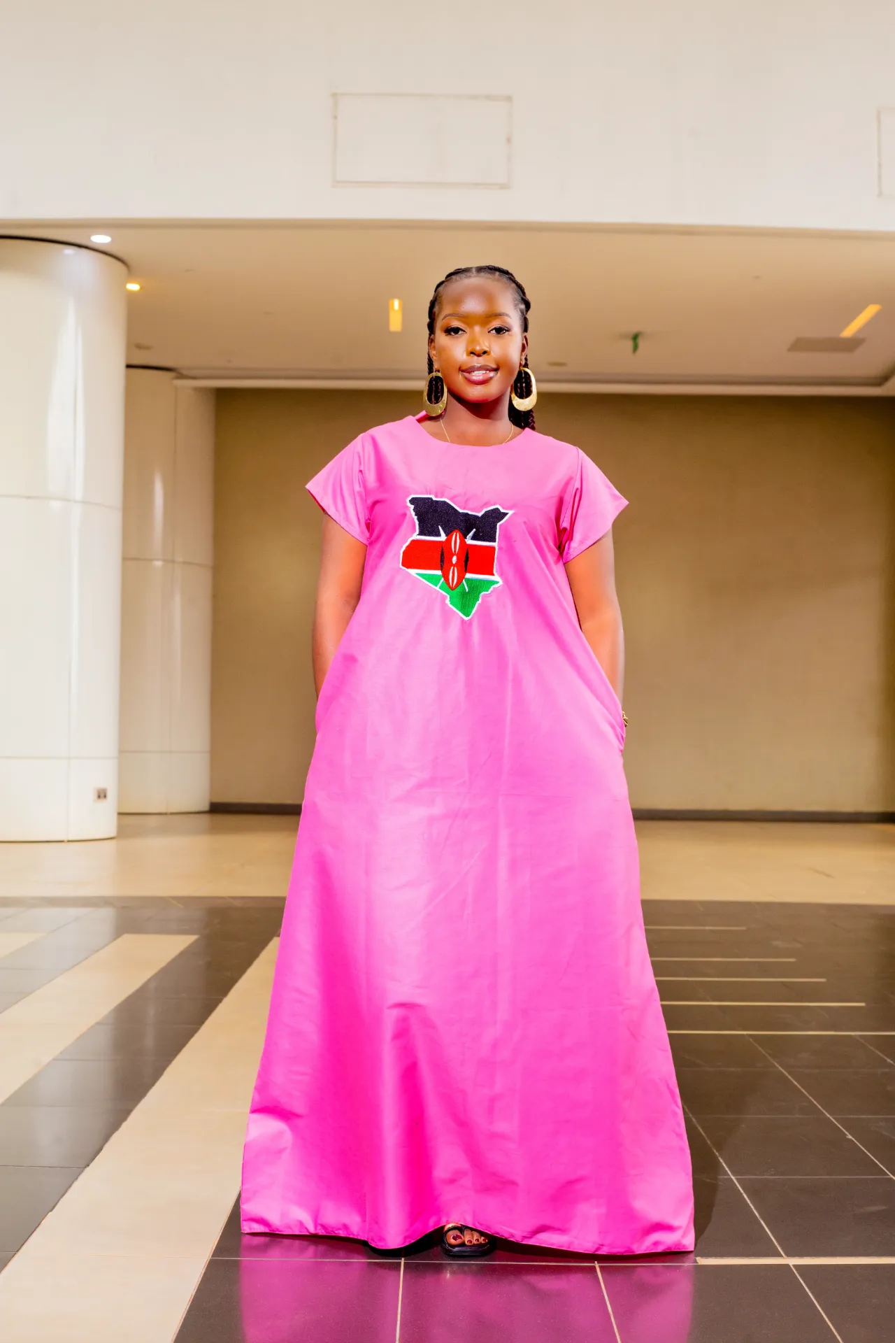 Kenyan Emuriri Cotton Maxi Dress - Pink