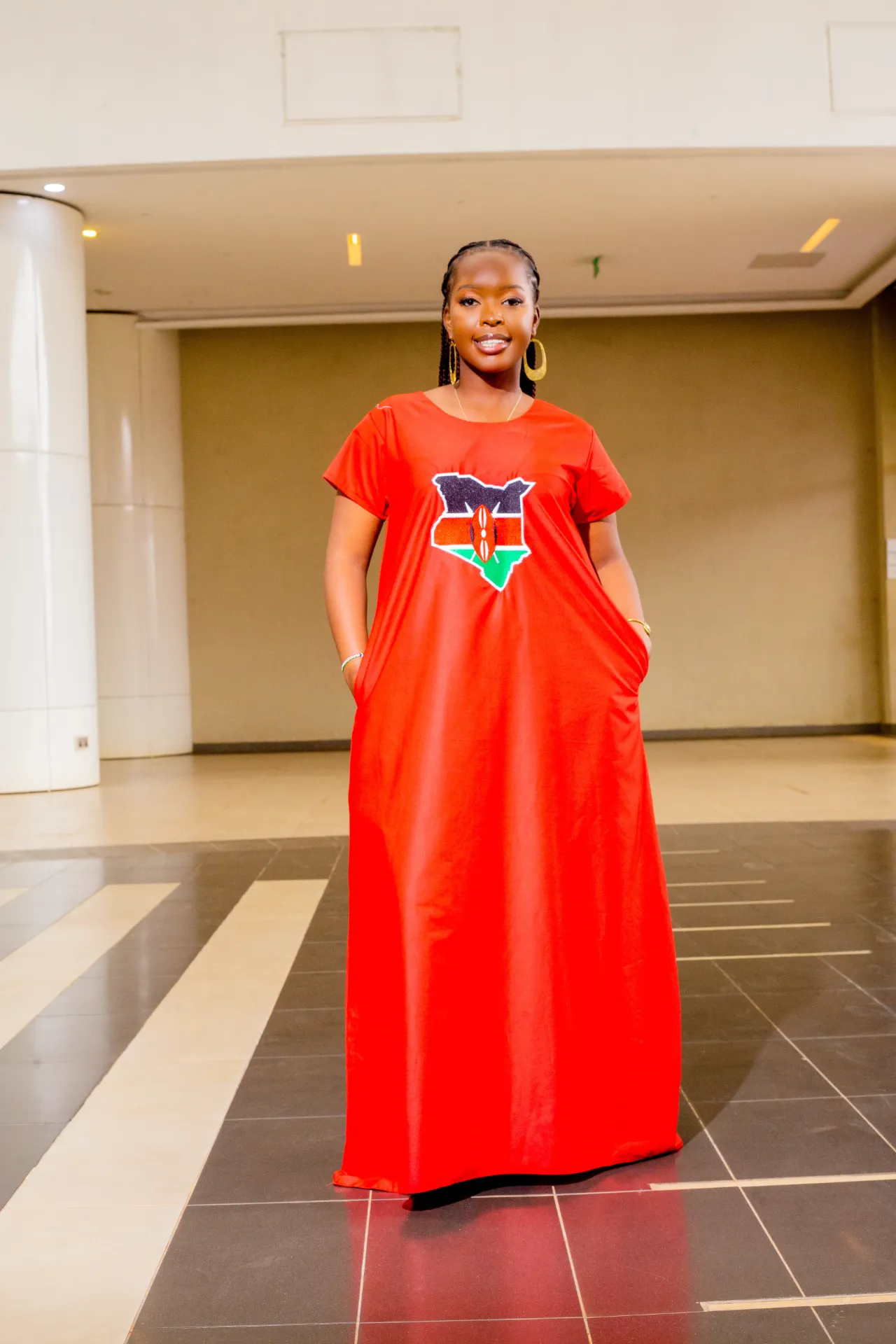 Kenyan Emuriri Cotton Maxi Dress - Red