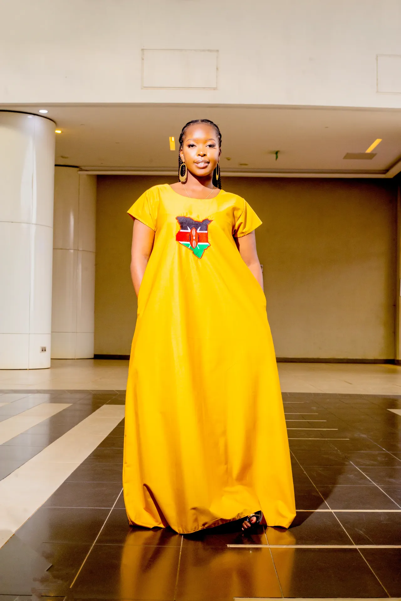 Kenyan Emuriri Cotton Maxi Dress - Yellow