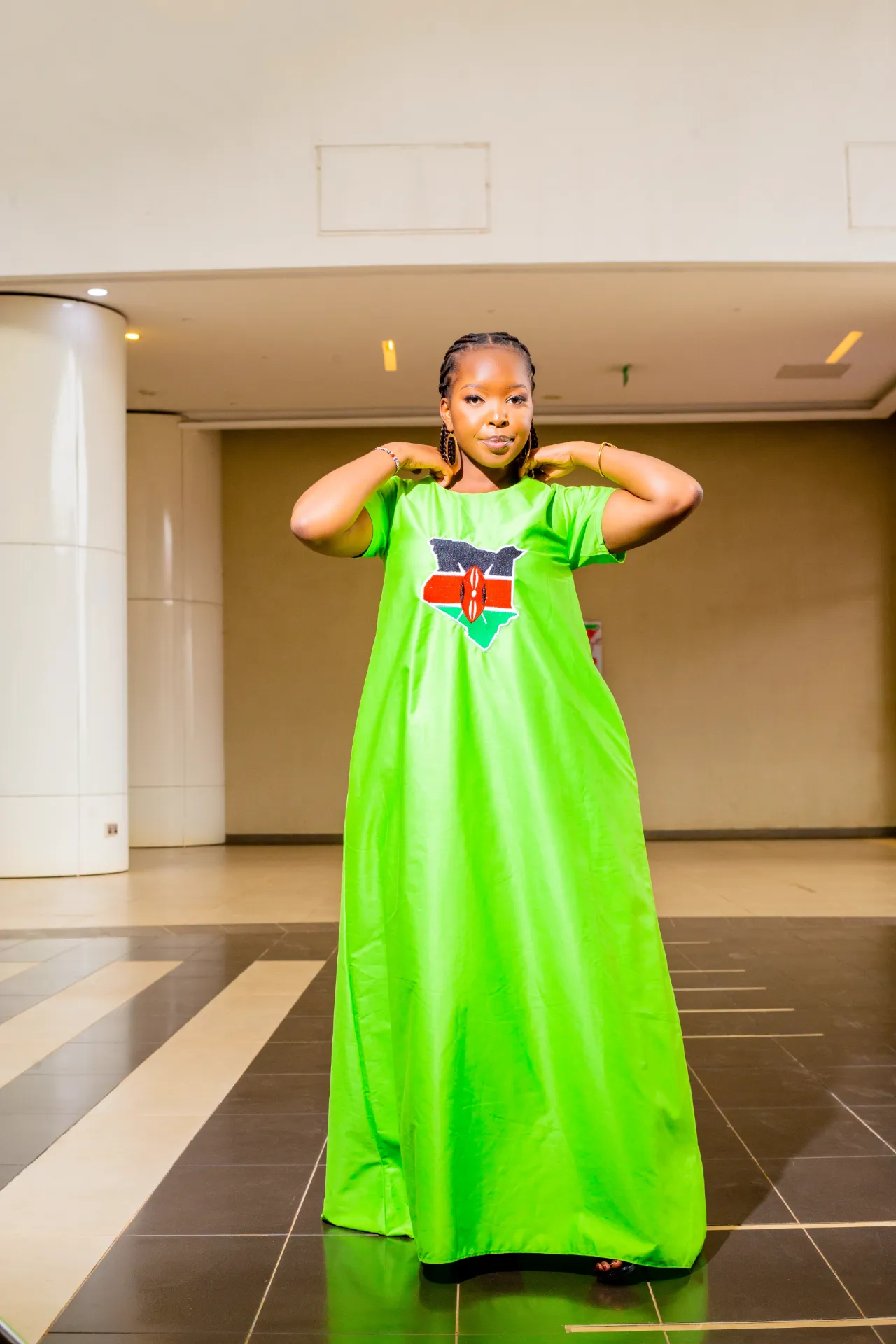 Kenyan Emuriri Cotton Maxi Dress - Green (2XS)