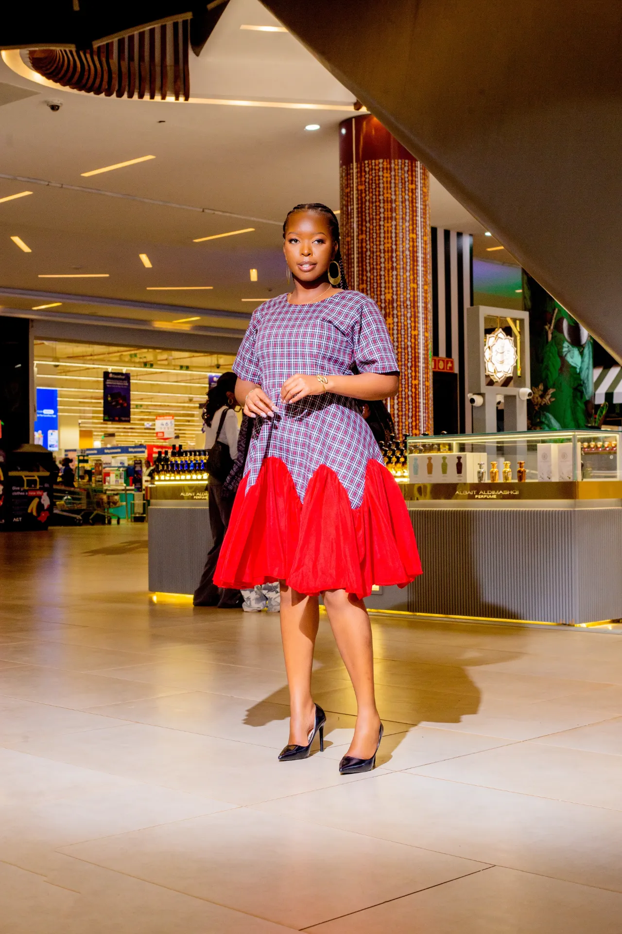 Kamata Cotton Dress - Red